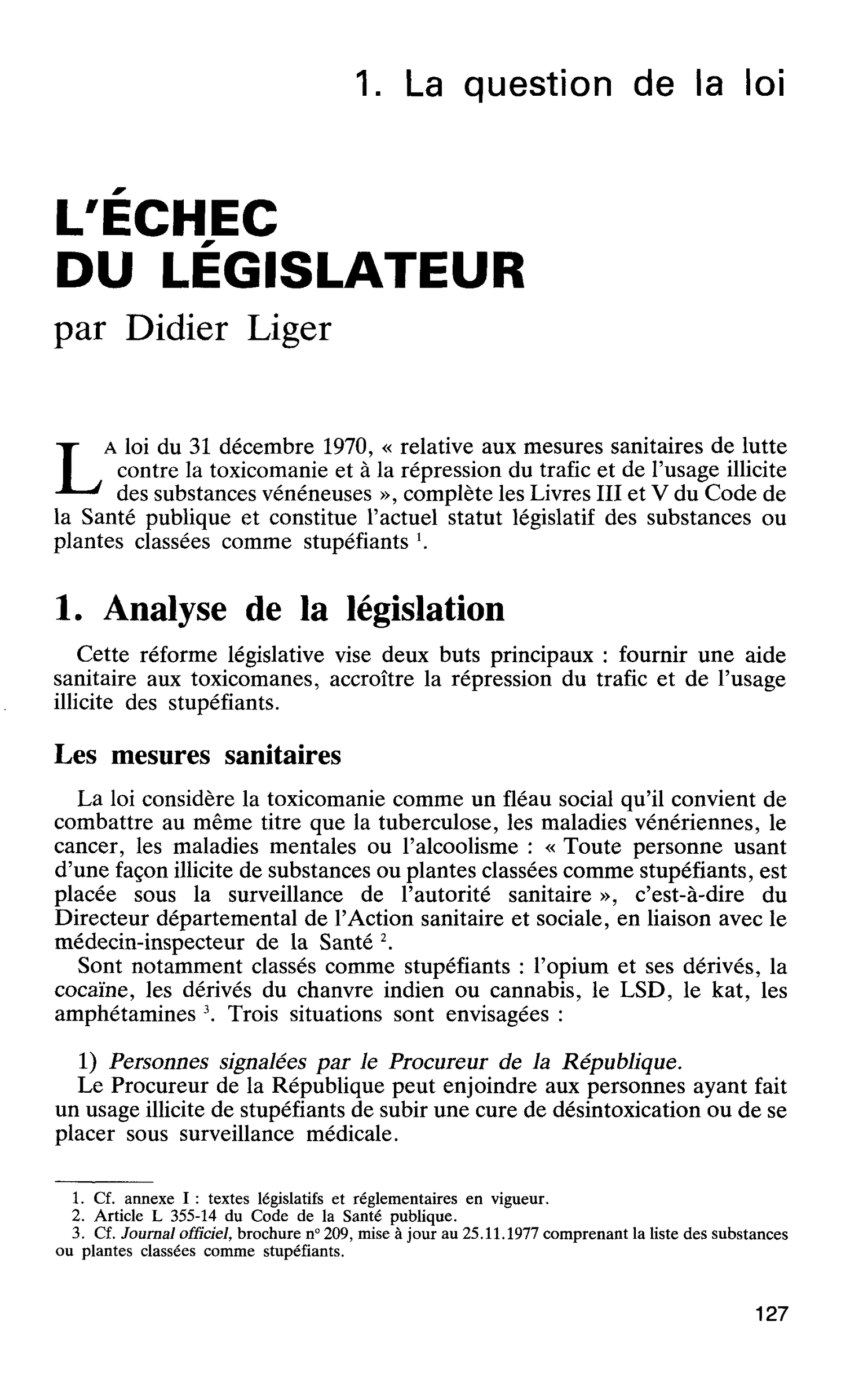 L’ÉCHEC DU LÉGISLATEUR