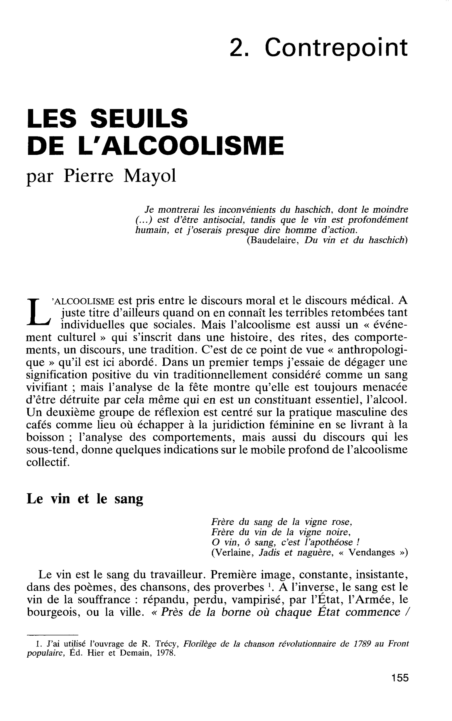 LES SEUILS DE L’ALCOOLISME