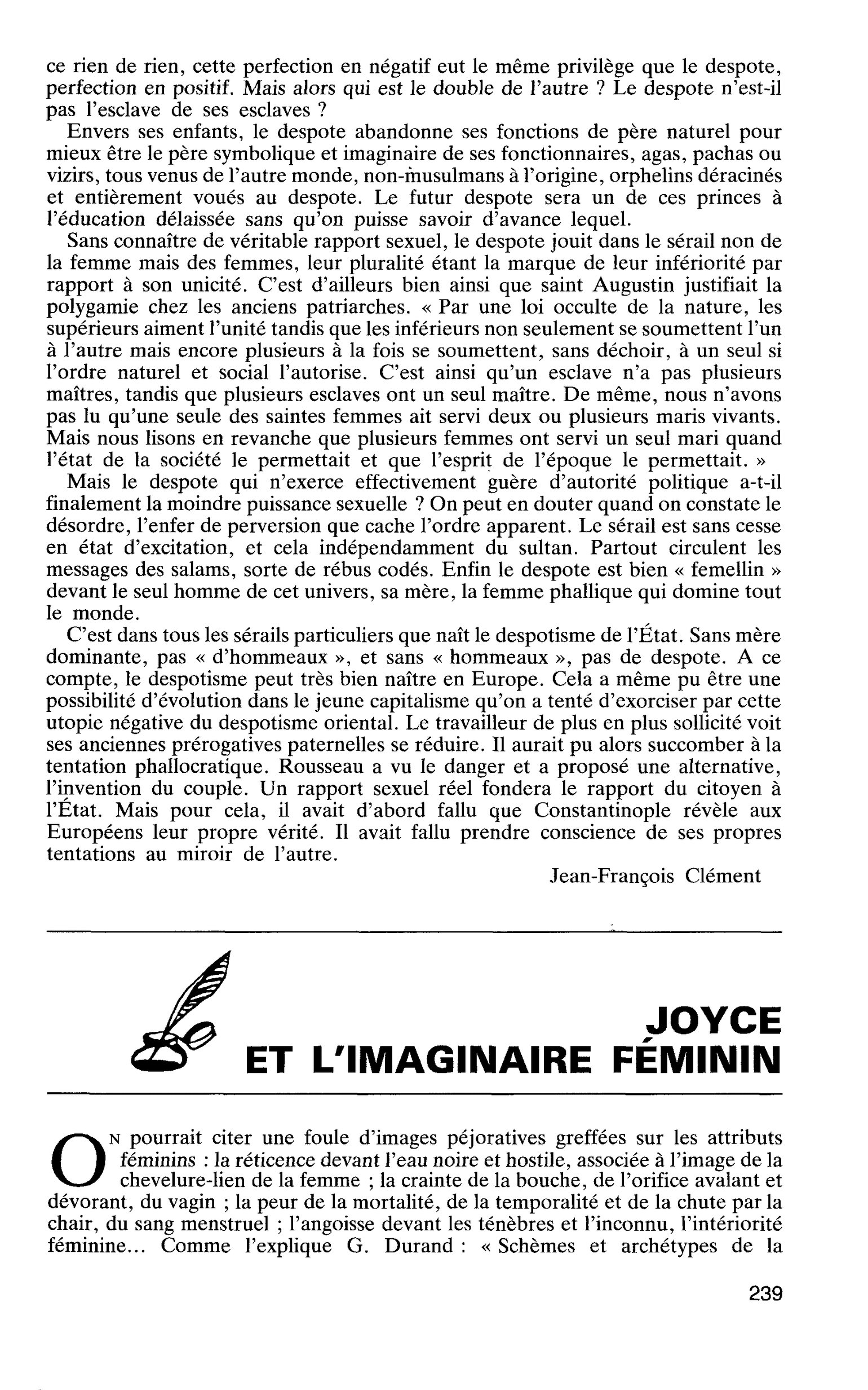 JOYCE ET L’IMAGINAIRE FÉMININ