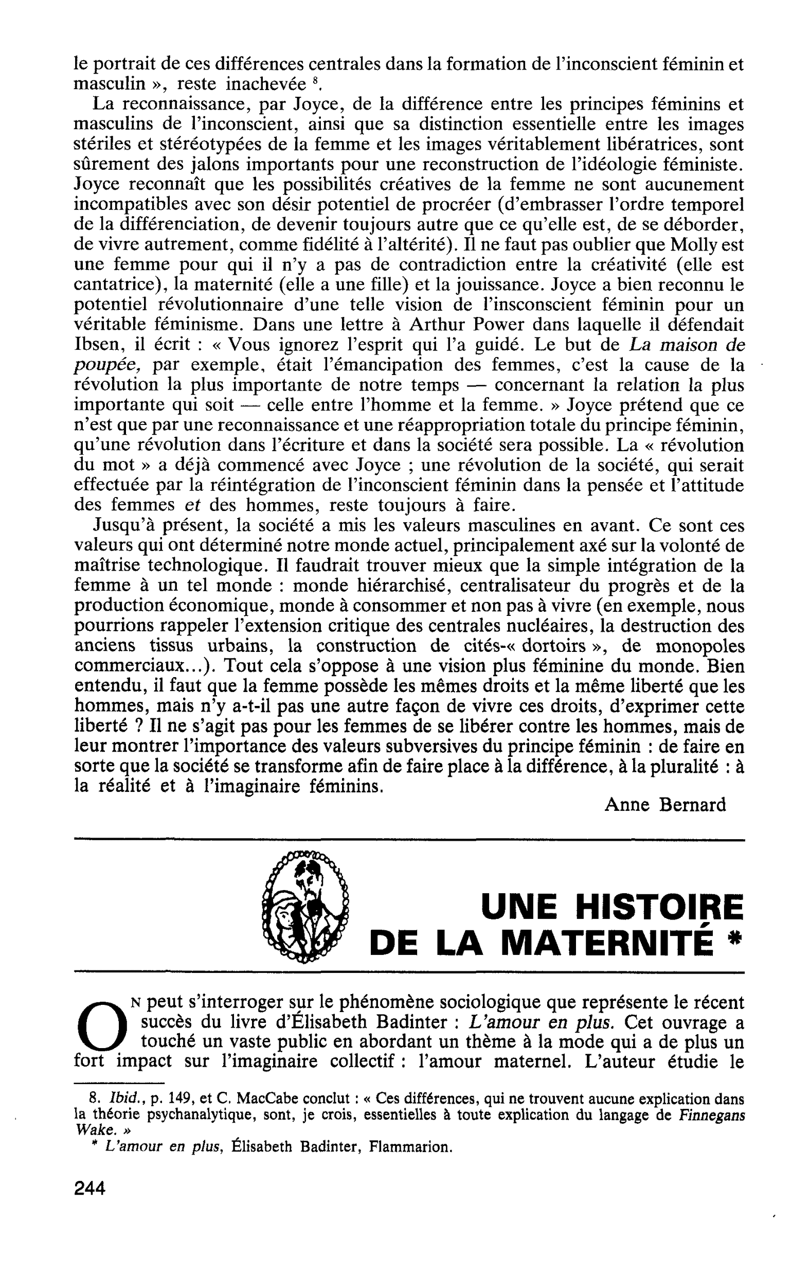 UNE HISTOIRE DE LA MATERNITÉ