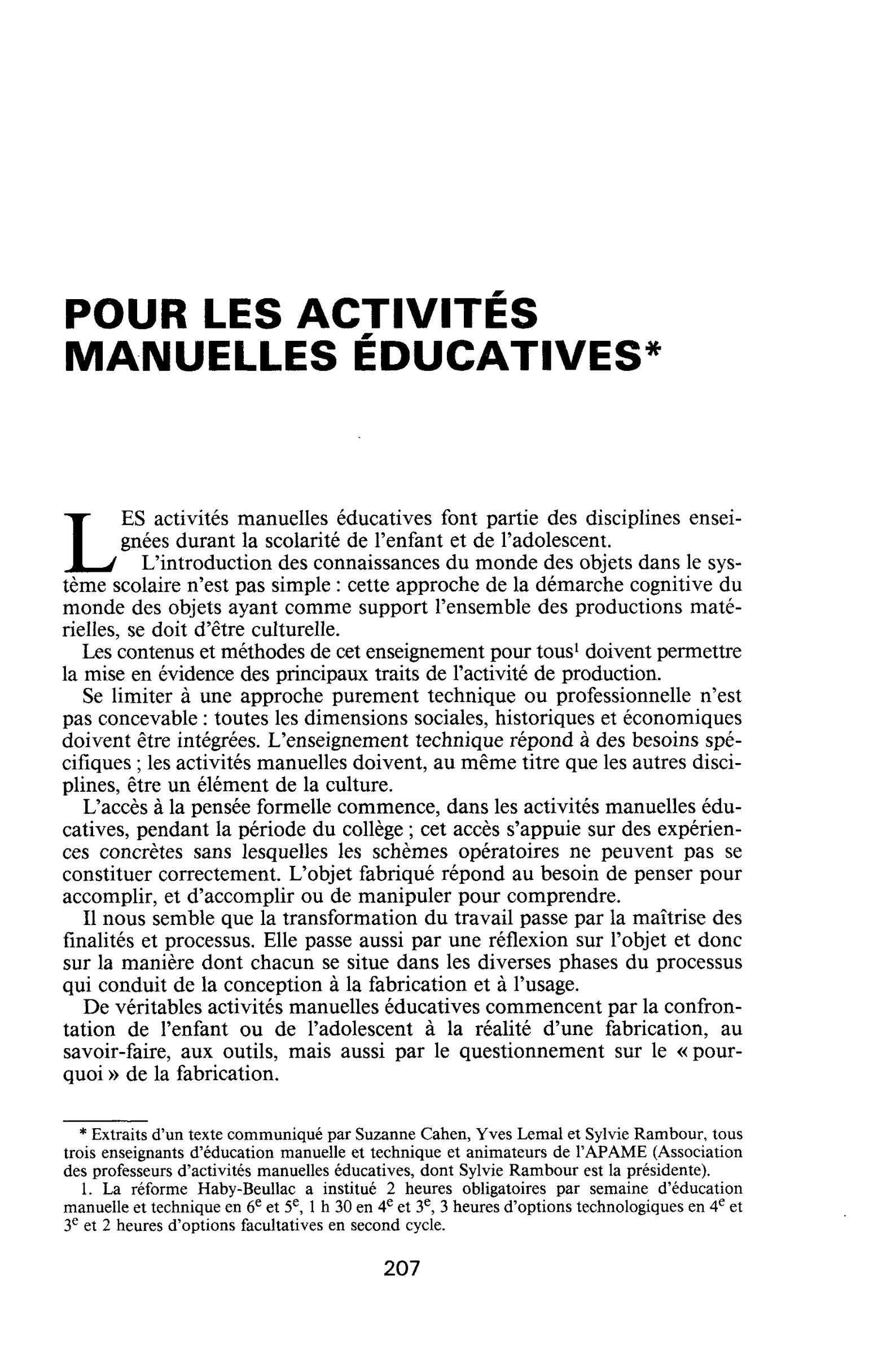 POUR LES ACTIVITÉS MANUELLES ÉDUCATIVES