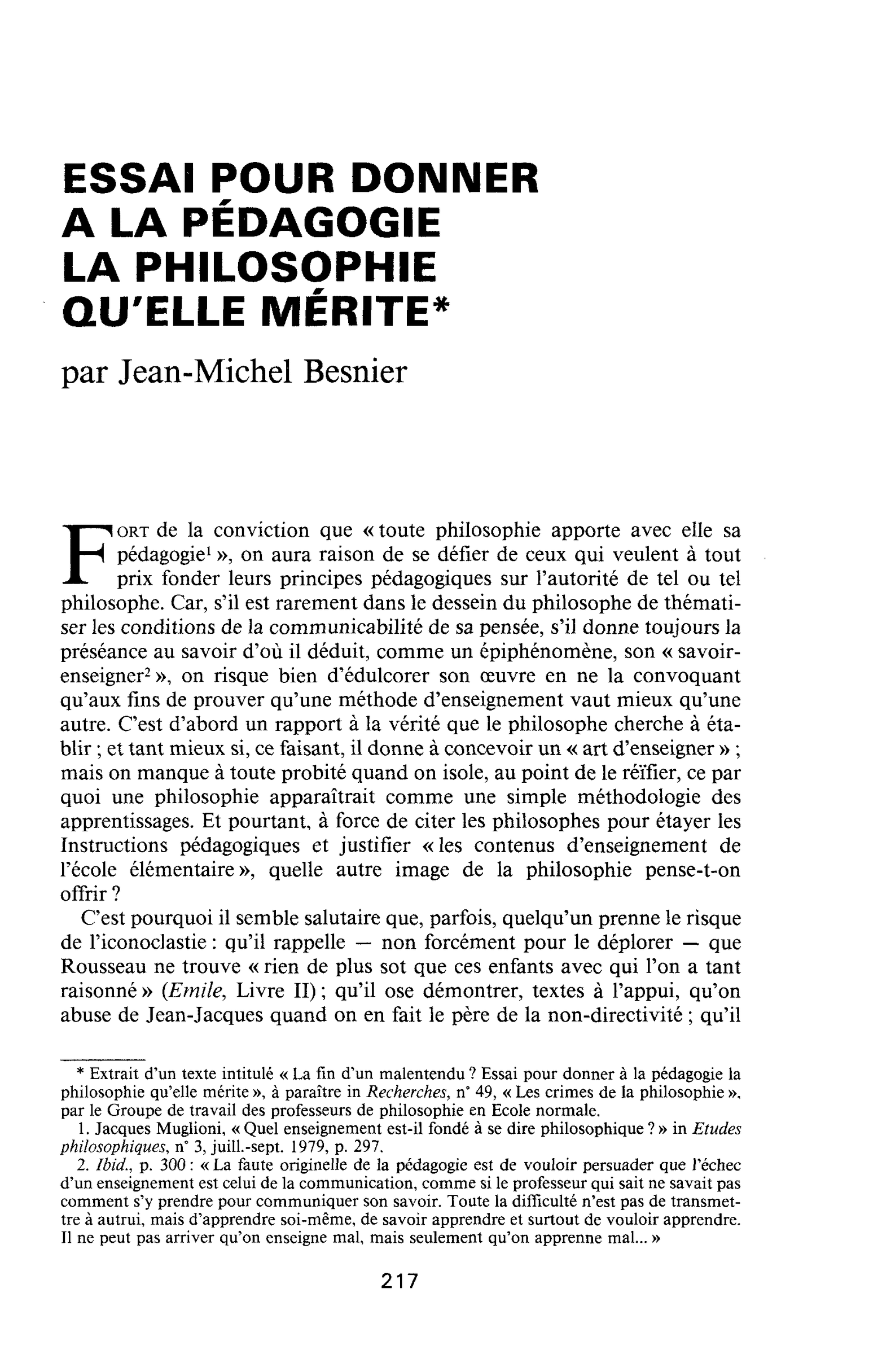 ESSAI POUR DONNER A LA PÉDAGOGIE LA PHILOSOPHIE QUELLE MÉRITE
