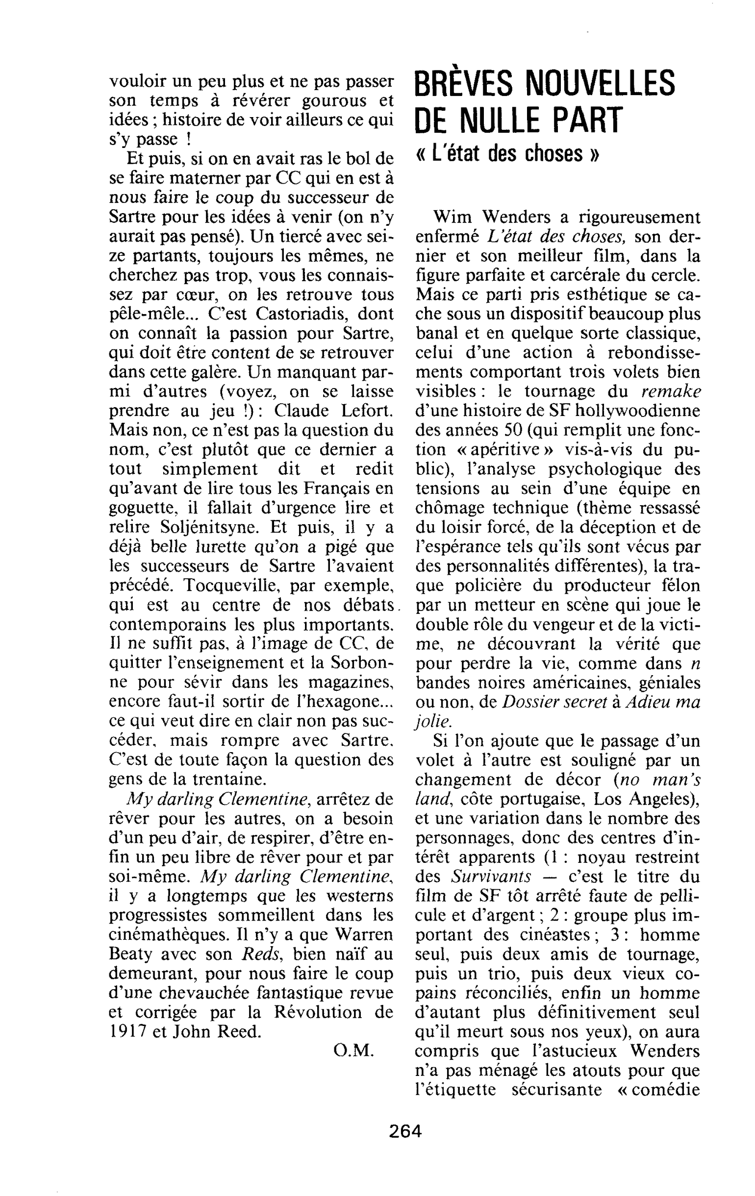 BRÈVES NOUVELLES DE NULLE PART. « L’état des choses »