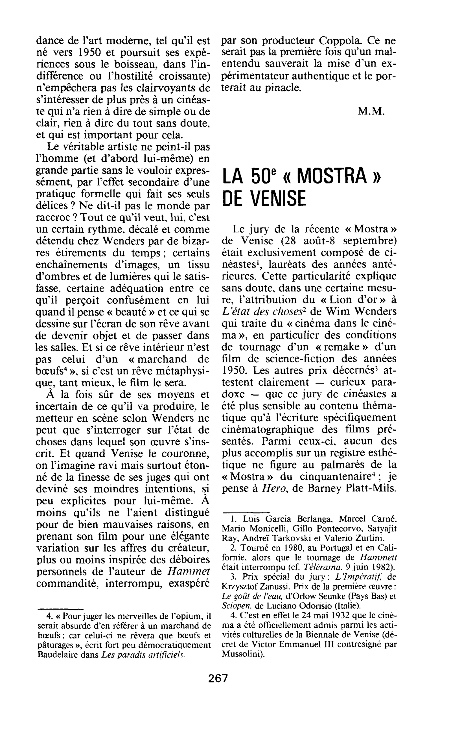 LA 50e « MOSTRA » DE VENISE