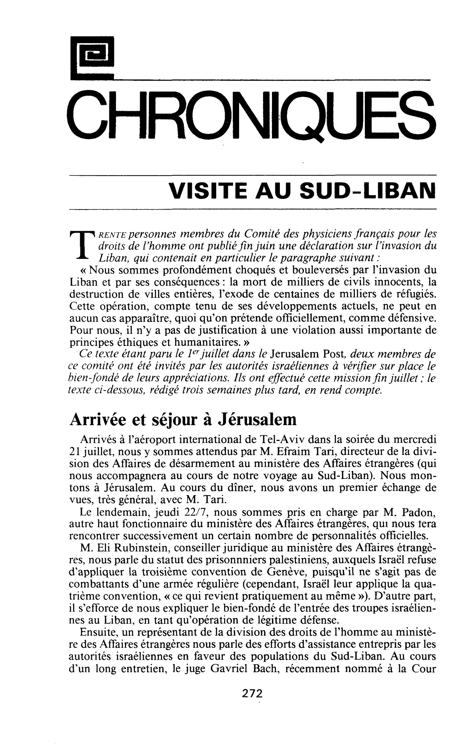 VISITE AU SUD-LIBAN