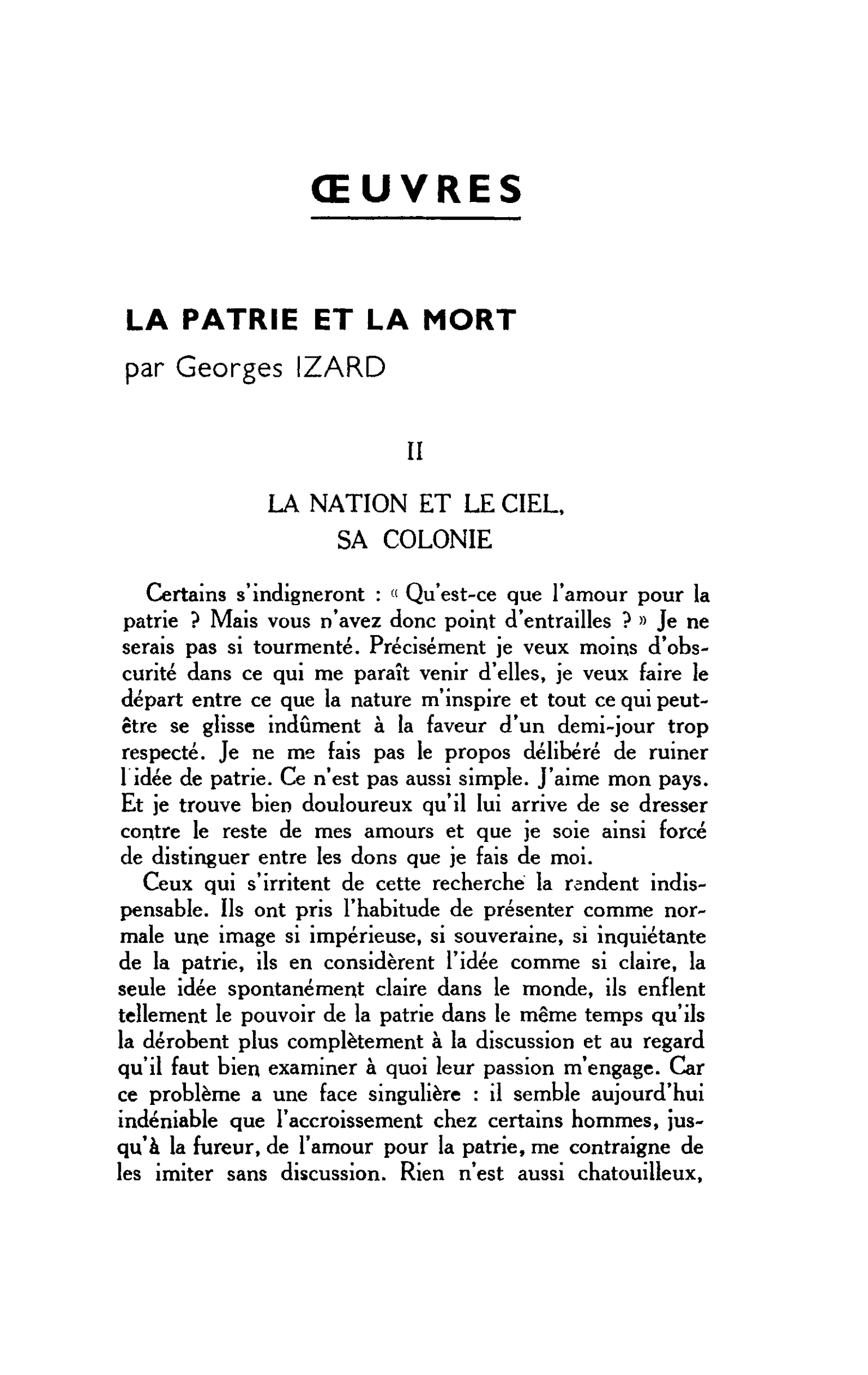 LA PATRIE ET LA MORT