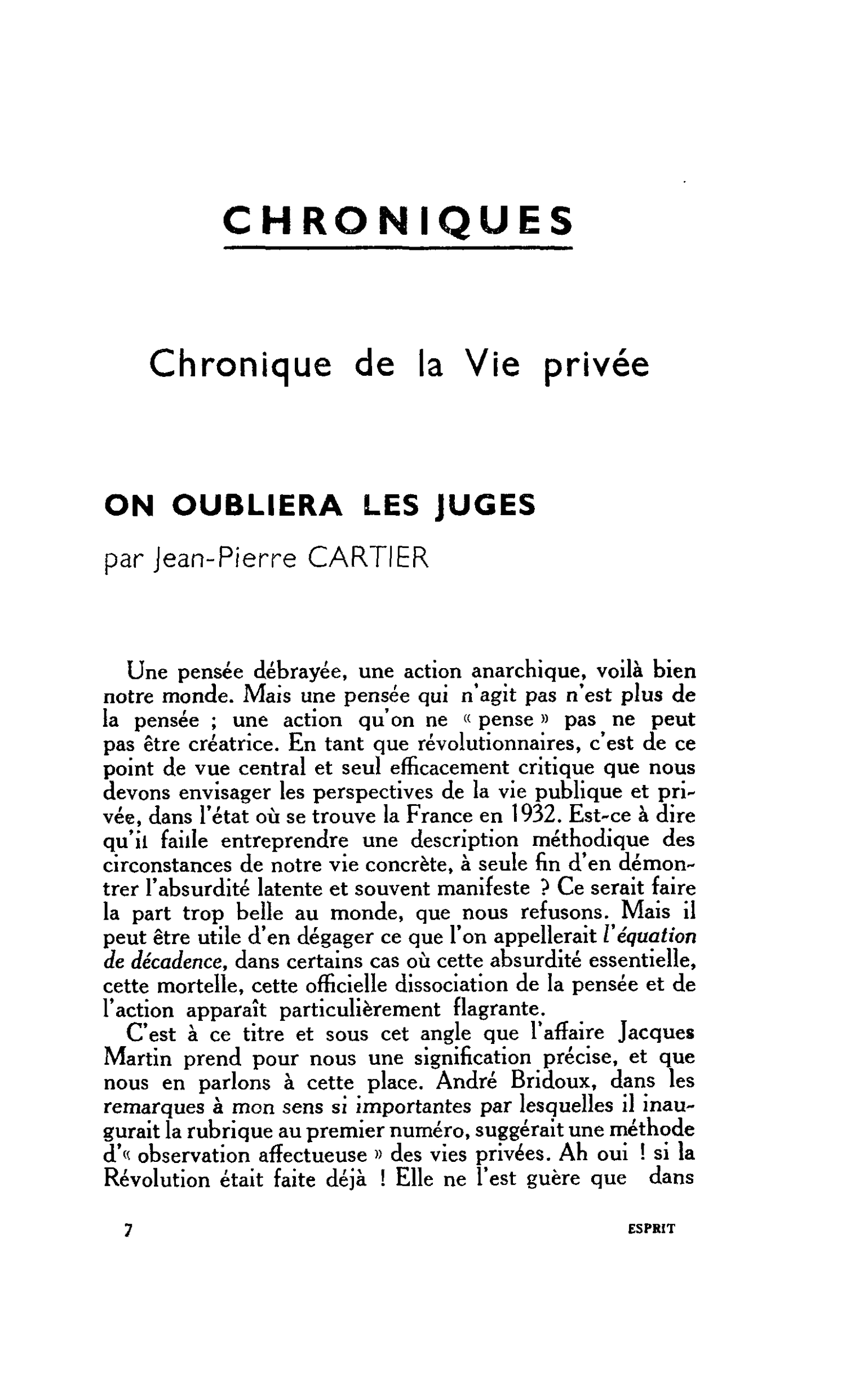 ON OUBLIERA LES JUGES
