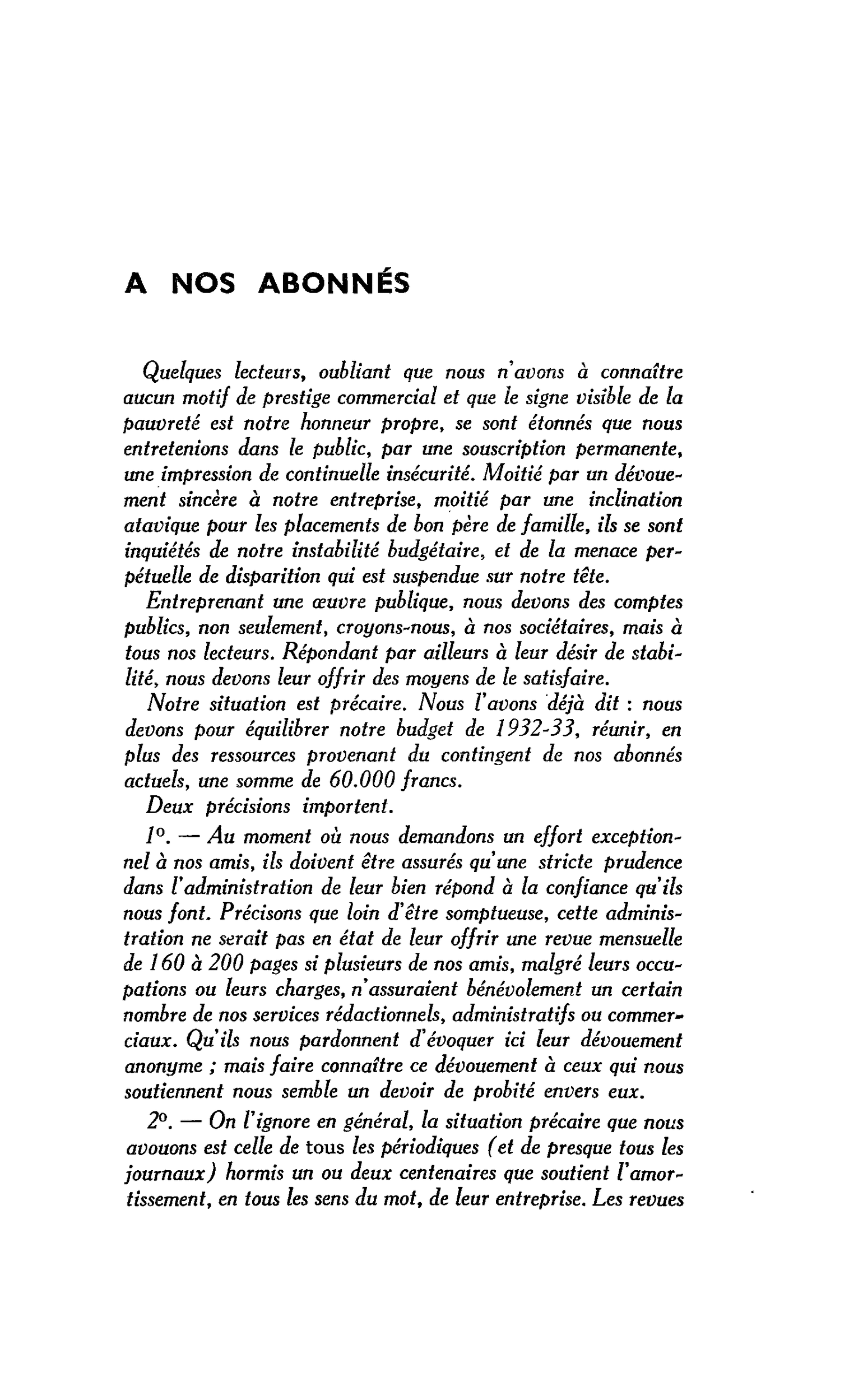 A NOS ABONNÉS