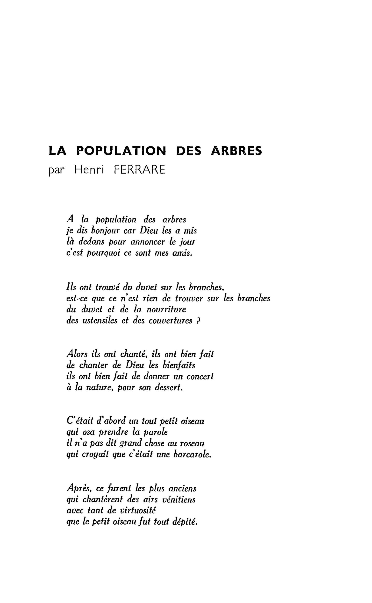 LA POPULATION DES ARBRES