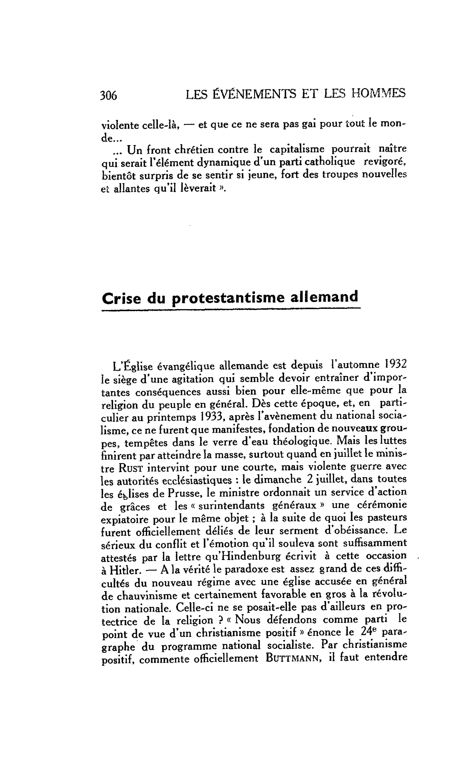 LA RELIGION ET LE MONDE : Crise du protestantisme allemand