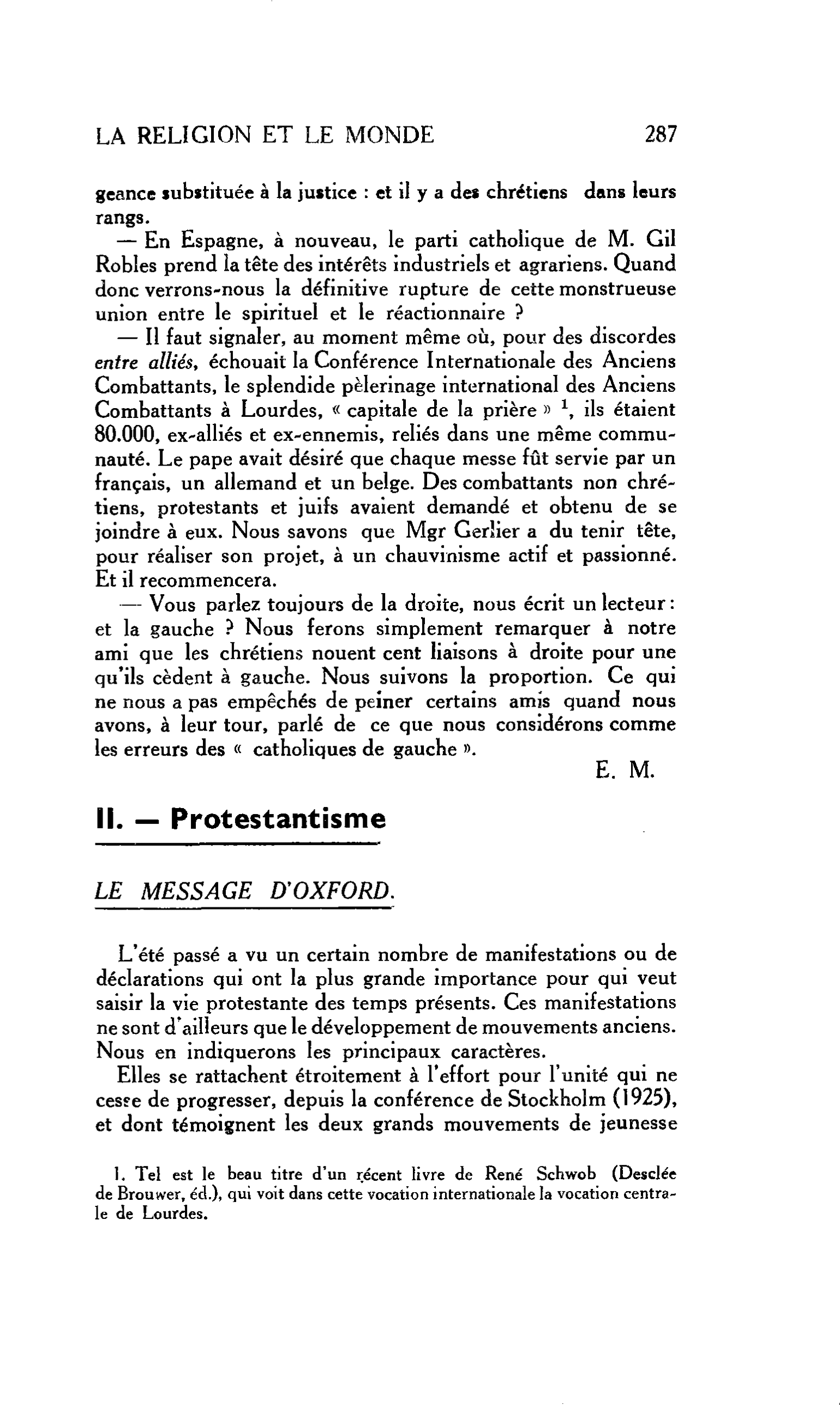 LA RELIGION ET LE MONDE : II. ? Protestantisme