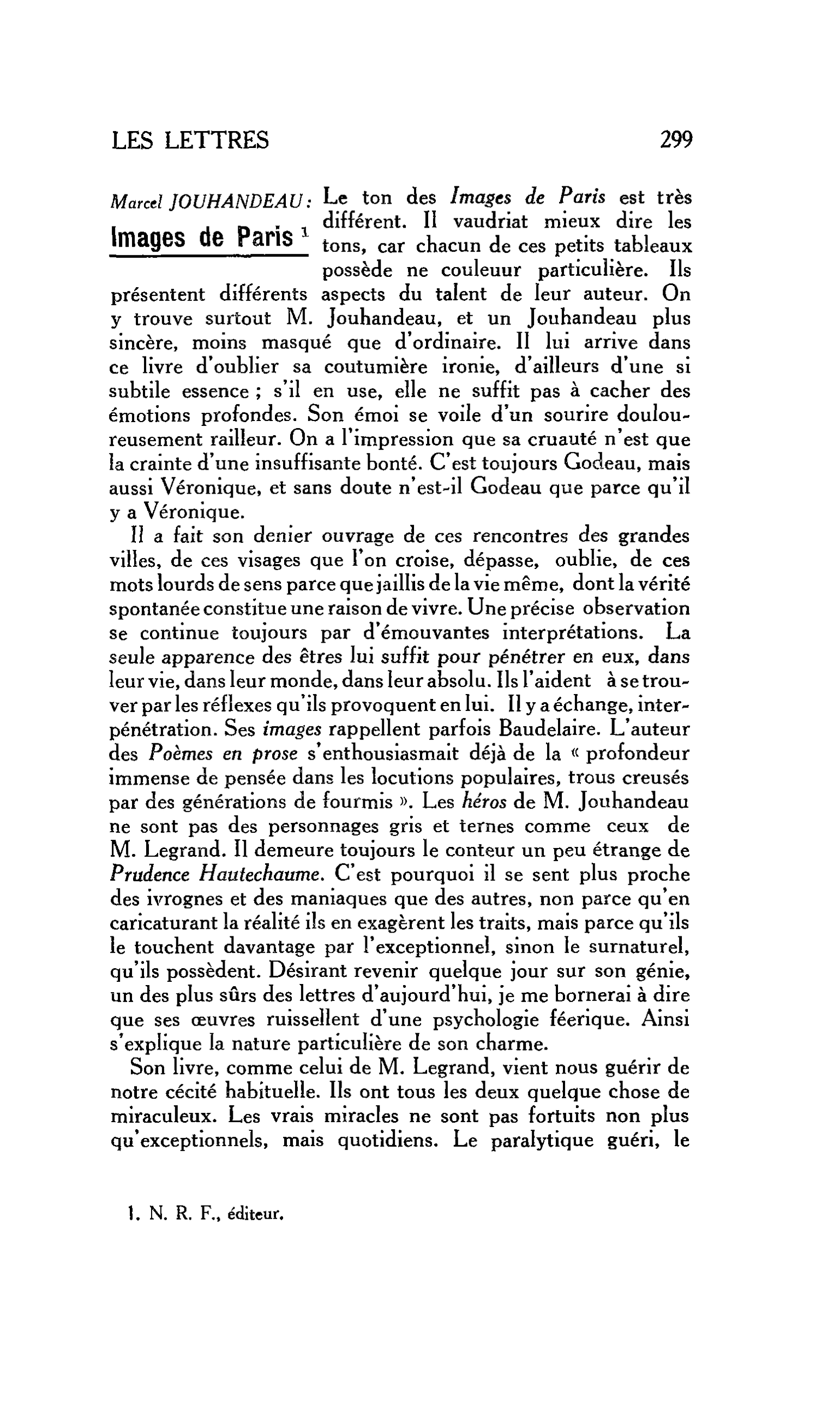 LA RELIGION ET LE MONDE. Marcel JOUHANDEAU : Images de Paris