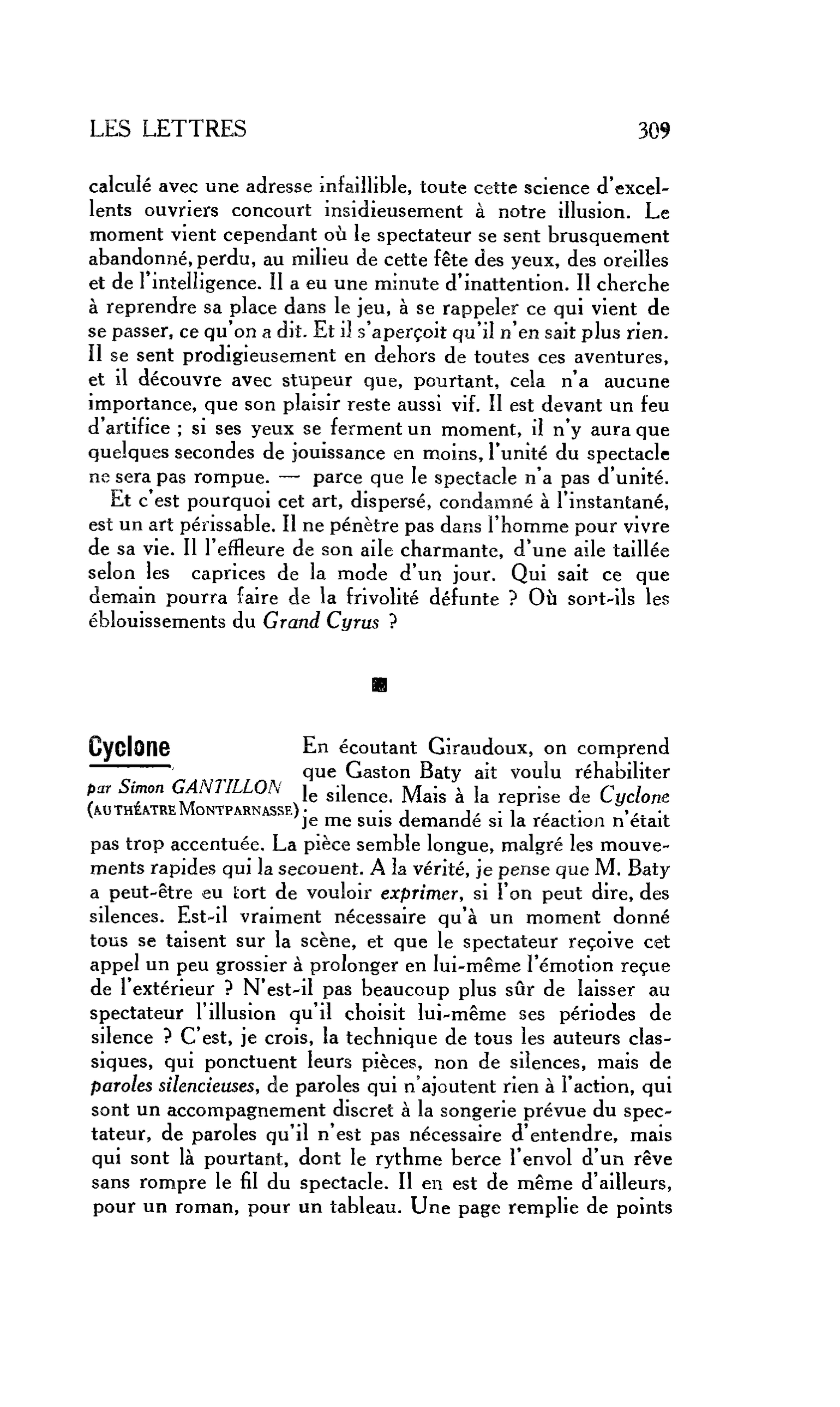 LA RELIGION ET LE MONDE : Cyclone par Simon GANTILLON (au théâtre Montparnasse)