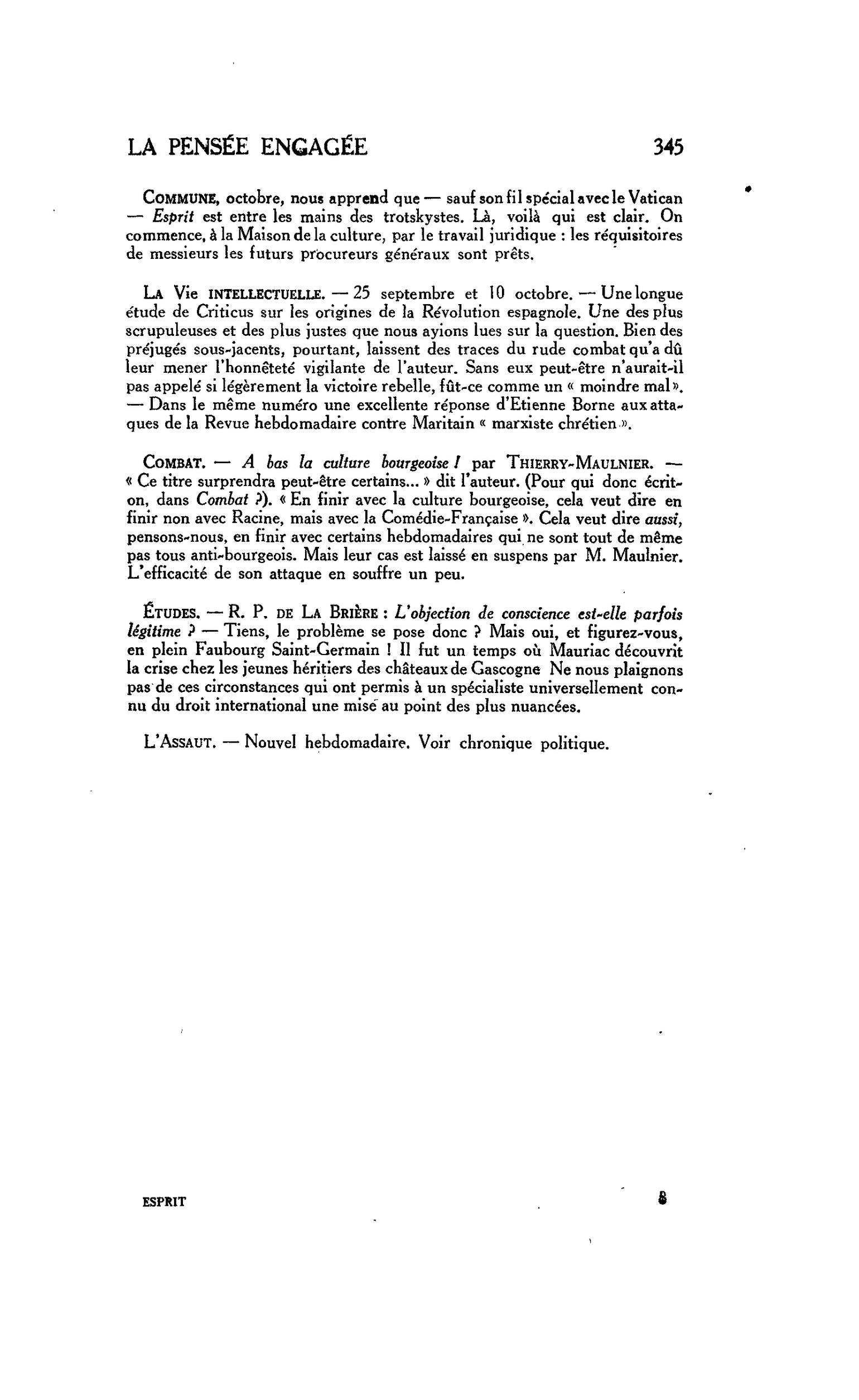 LA PENSEE ENGAGÉE : Combat