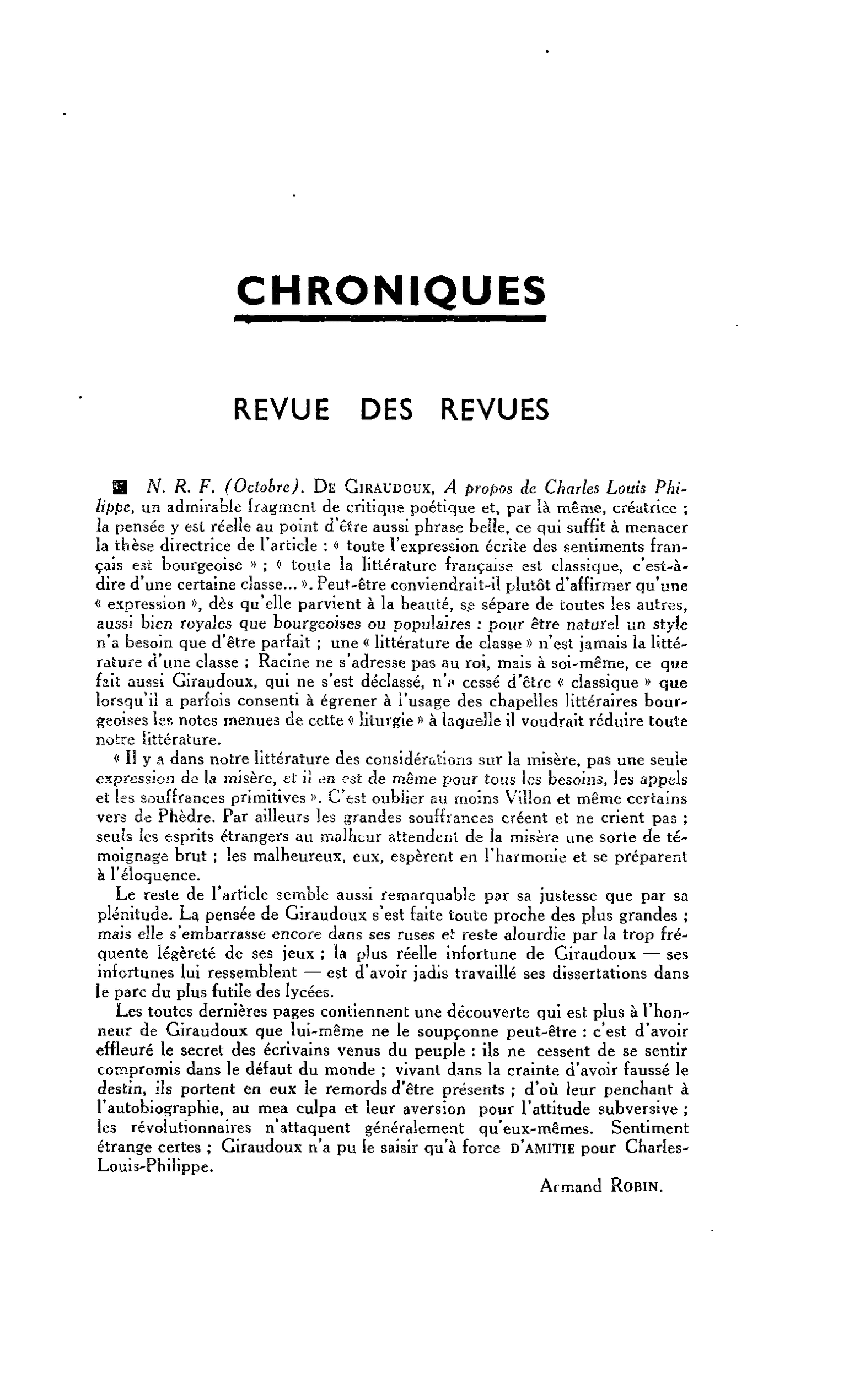 N. R. F. (Octobre)