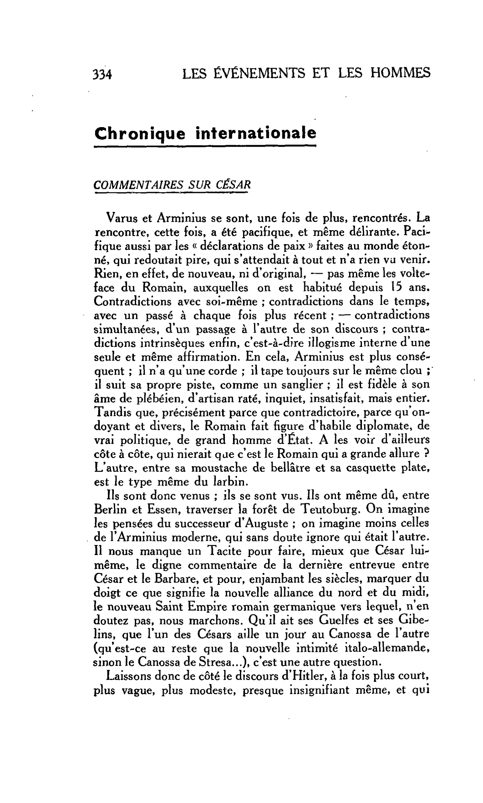 LA CITÉ. Chronique internationale : COMMENTAIRES SUR CÉSAR