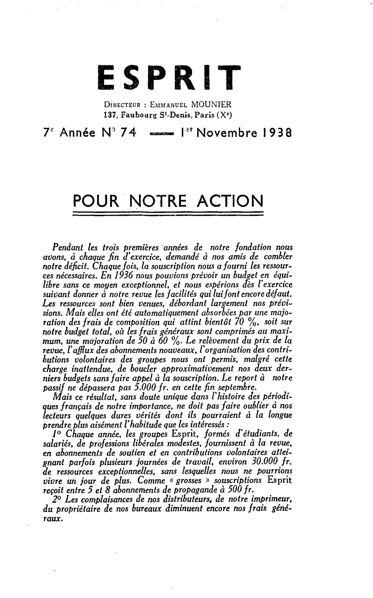 POUR NOTRE ACTION