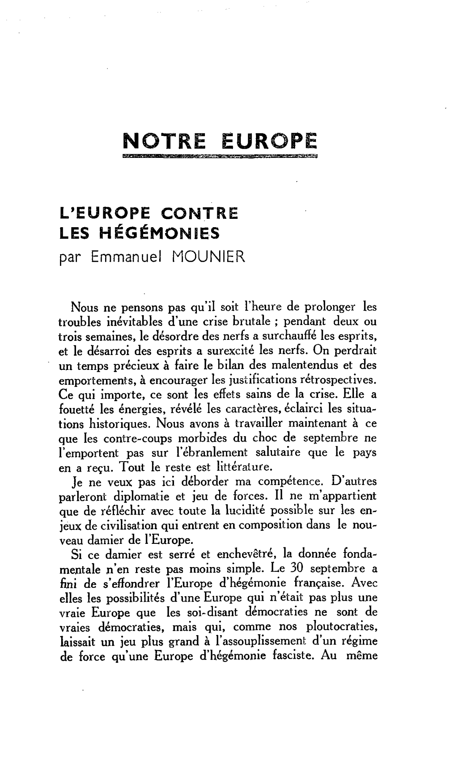 L’Europe contre les hégémonies