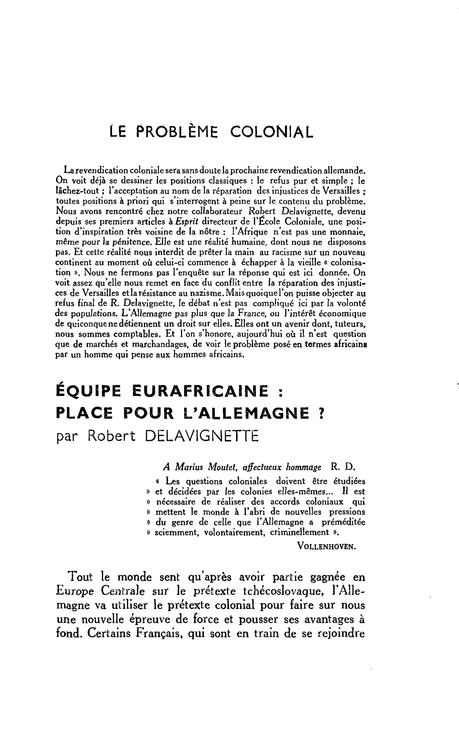 LE PROBLÈME COLONIAL