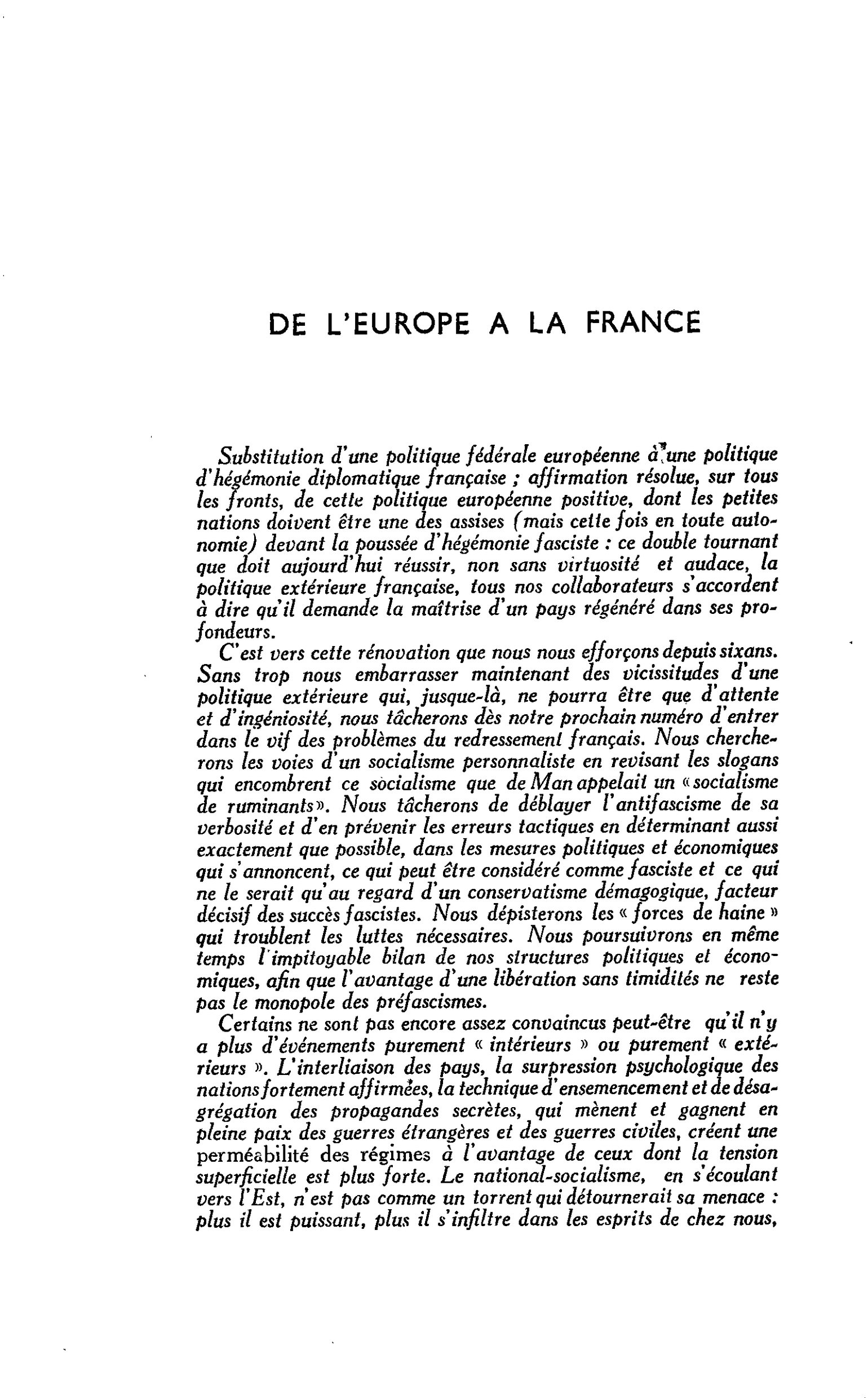De l’Europe à la France