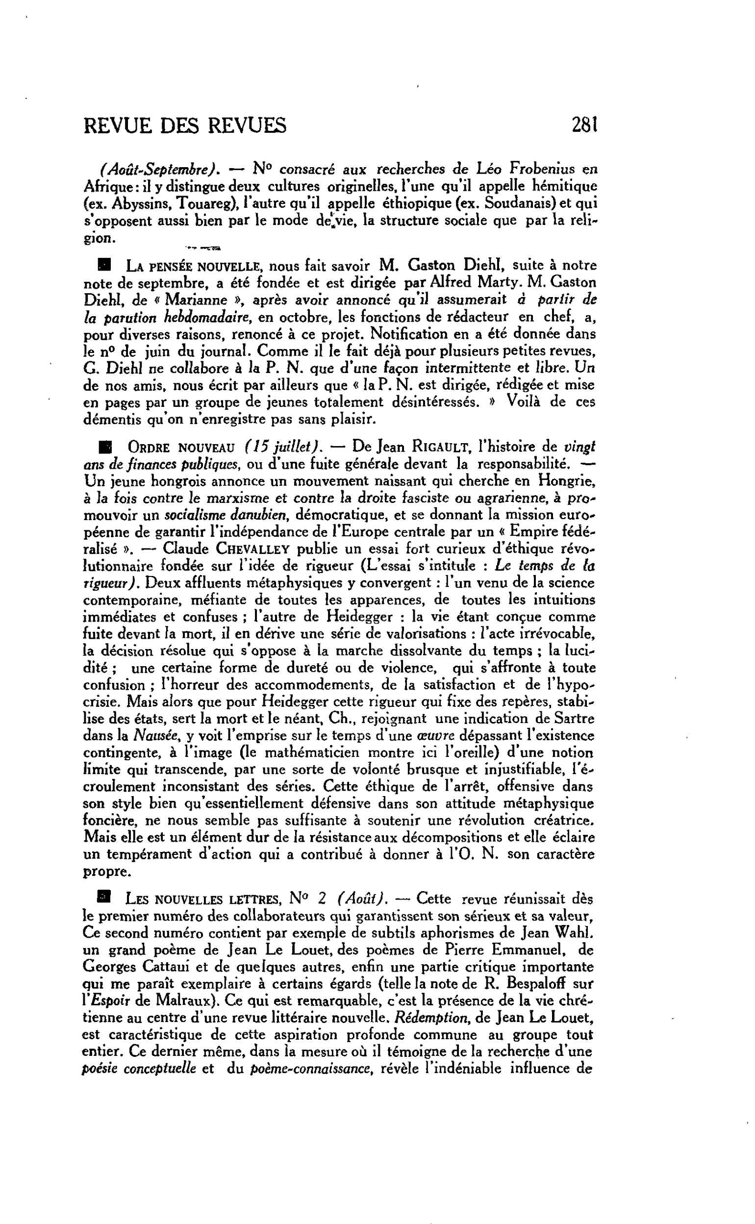 La pensée nouvelle