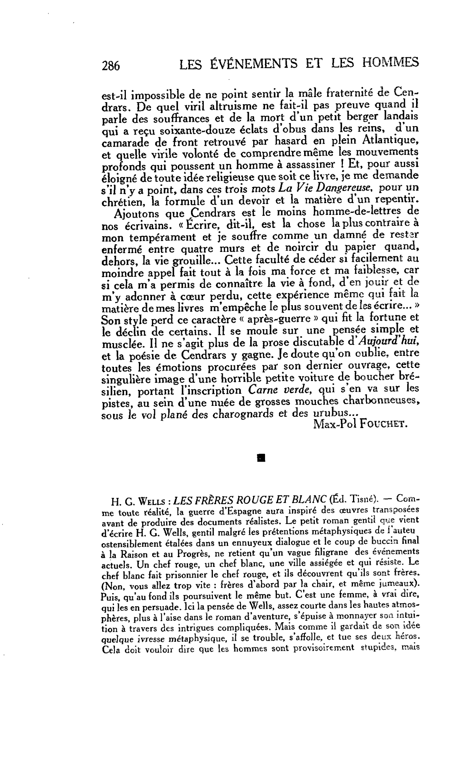 LES LETTRES. H. G. Wells : LES FRÈRES ROUGE ET BLANC