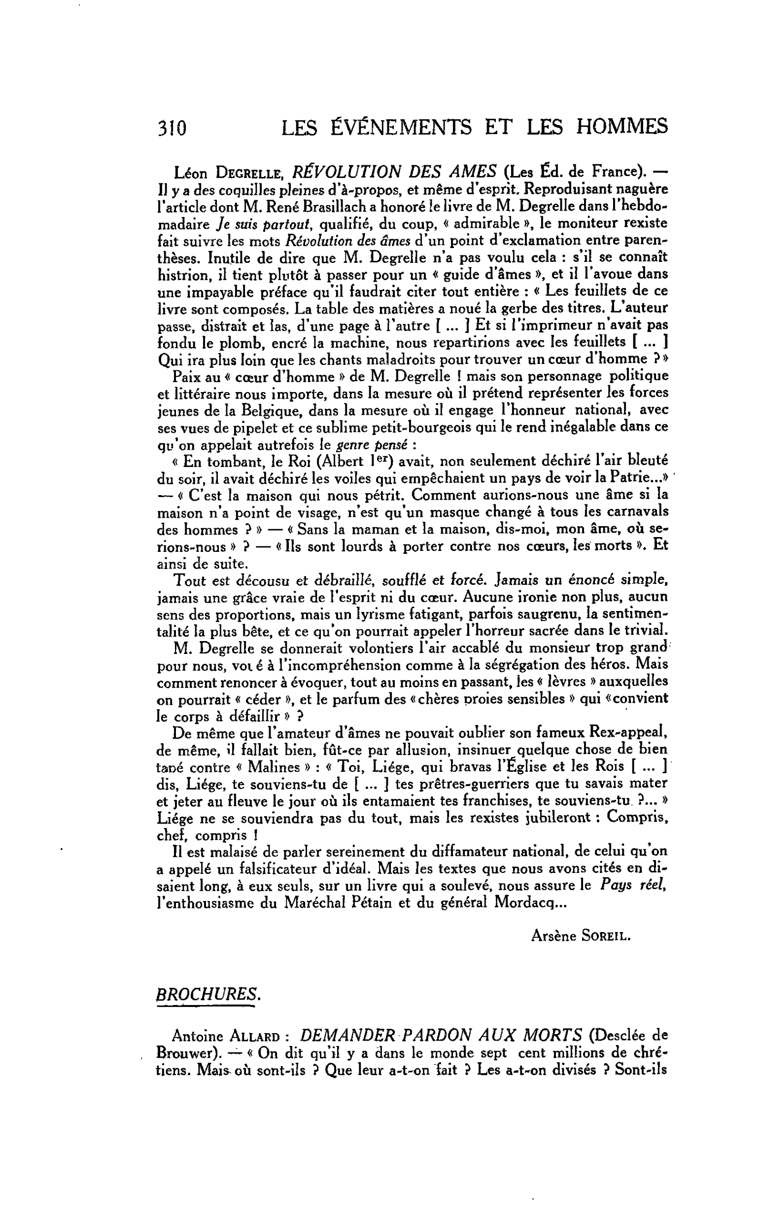 LA CITÉ. Léon DEGRELLE, RÉVOLUTION DES AMES