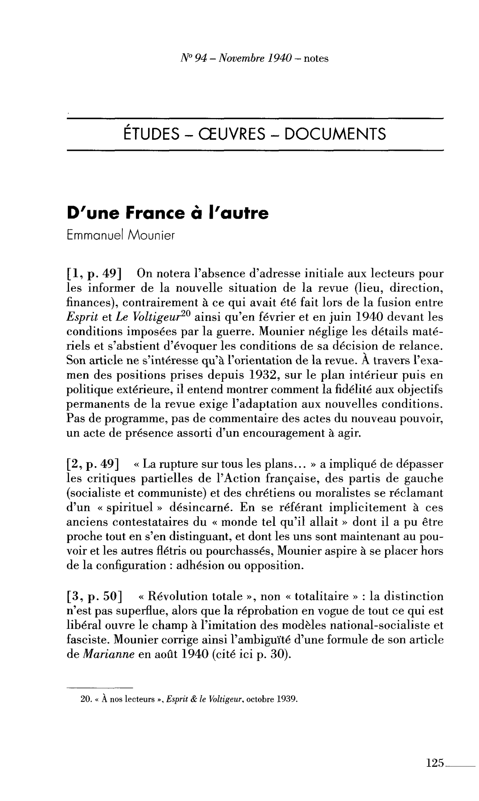 D’une France à l’autre (par Mounier Emmanuel)