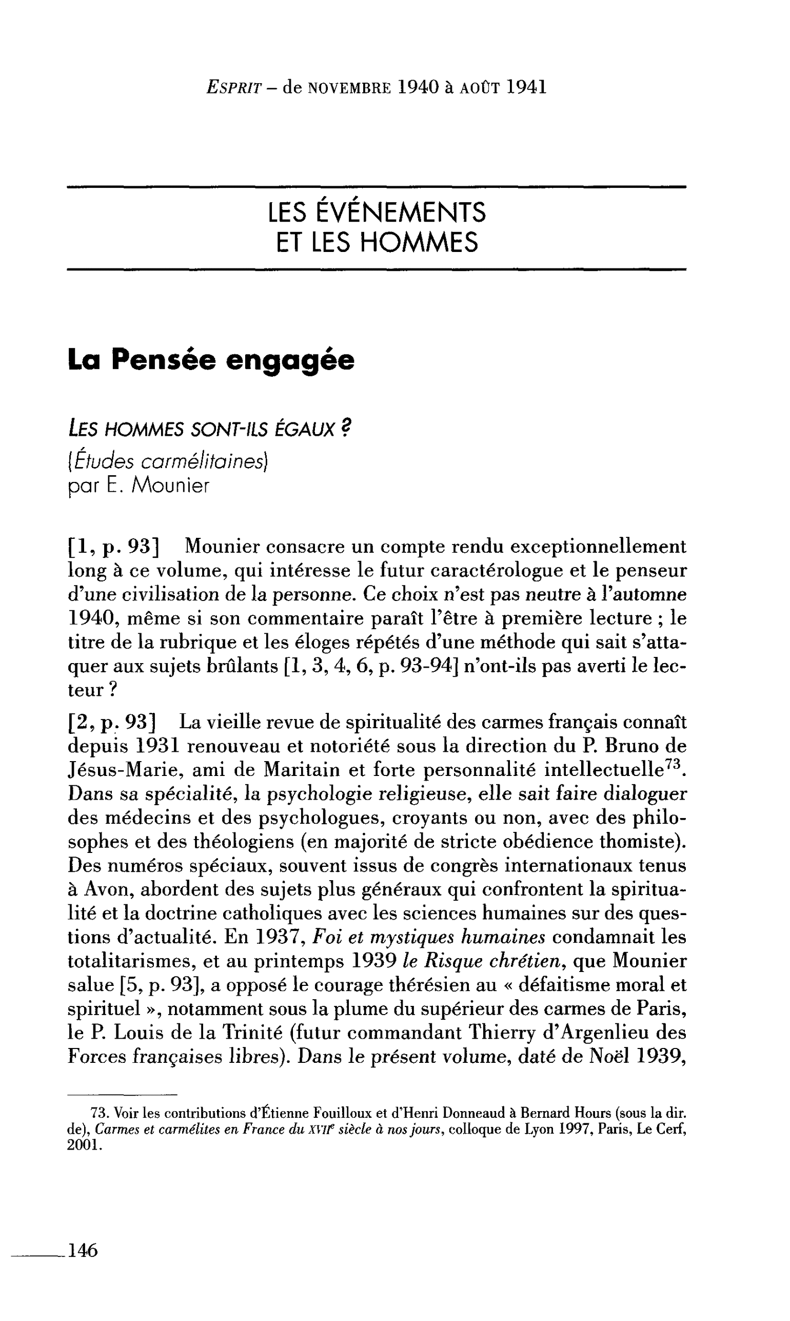 La Pensée engagée (par Mounier Emmanuel)