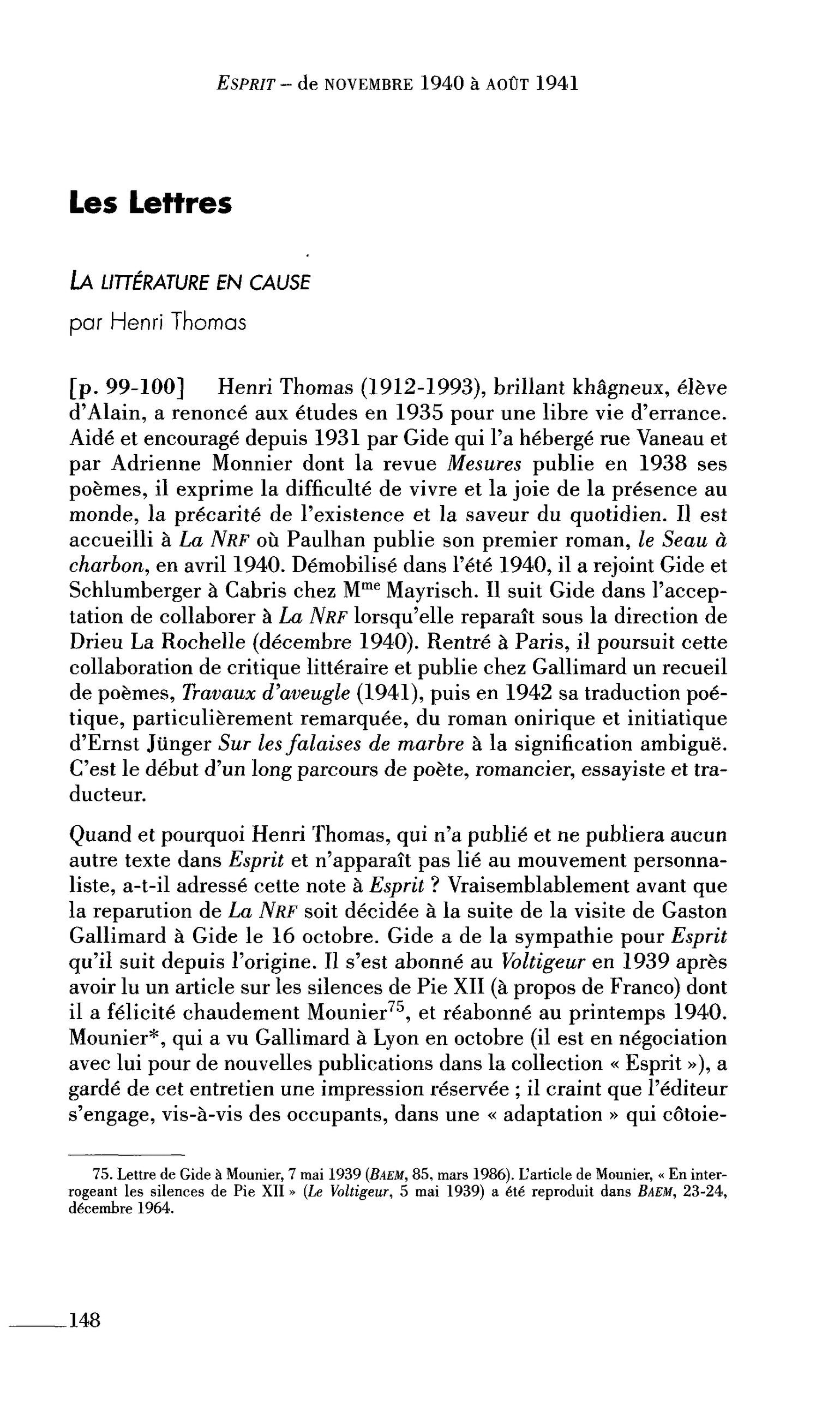 Les Lettres (par Thomas Henri)