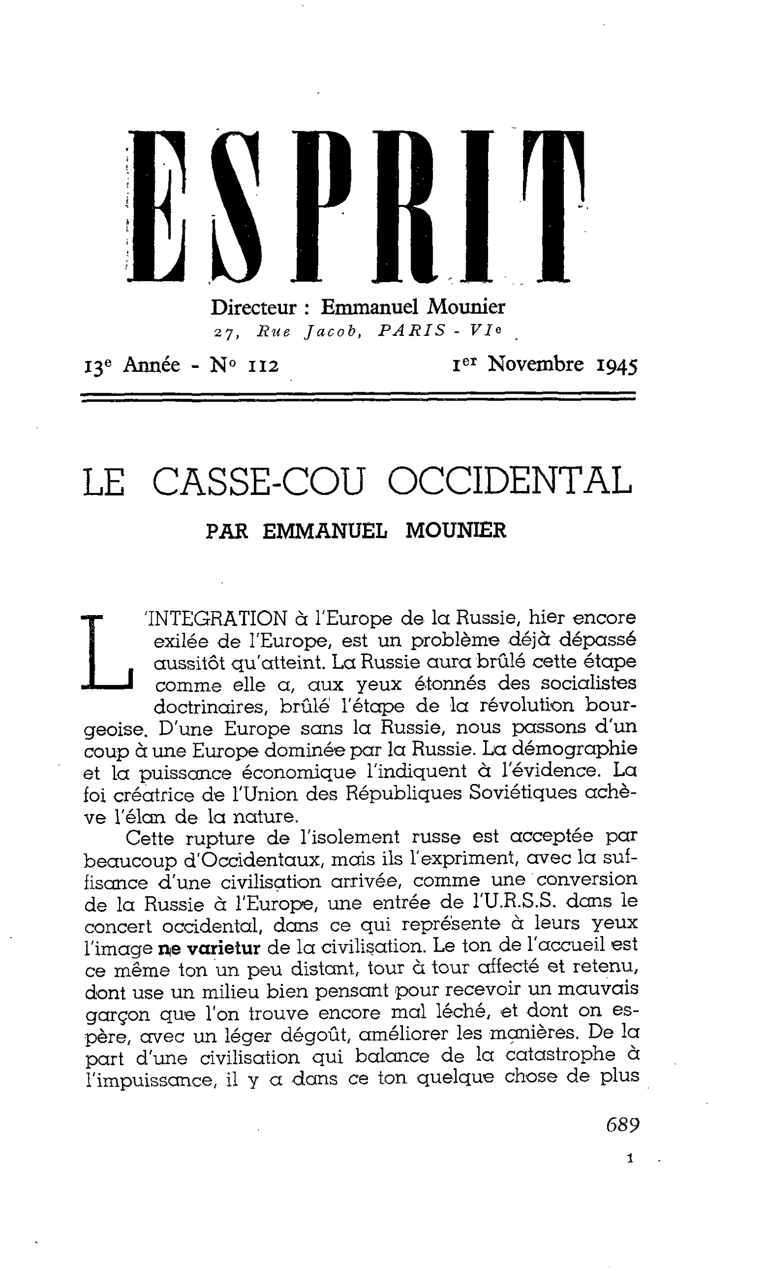 Le casse-cou occidental