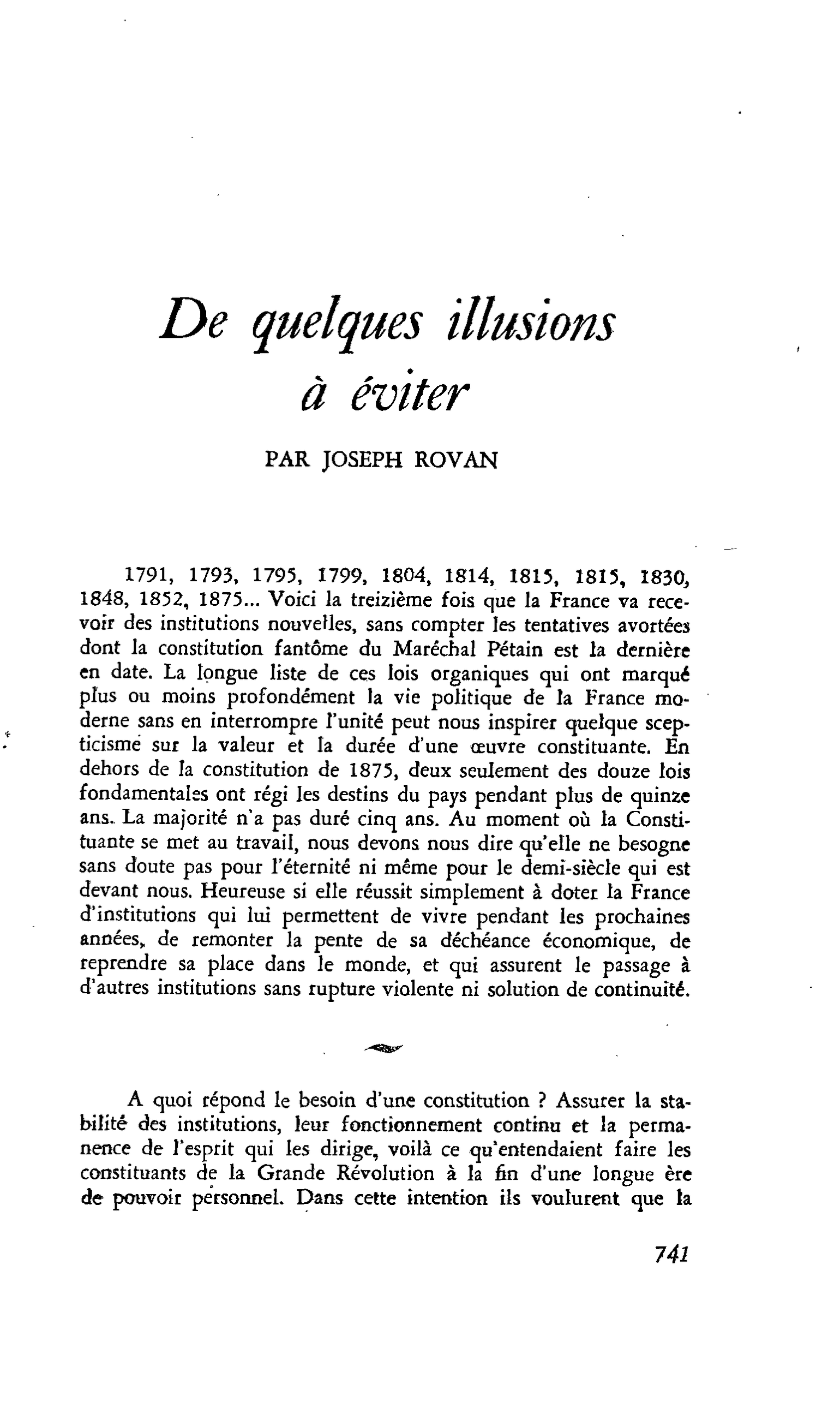 De quelques illusions à éviter