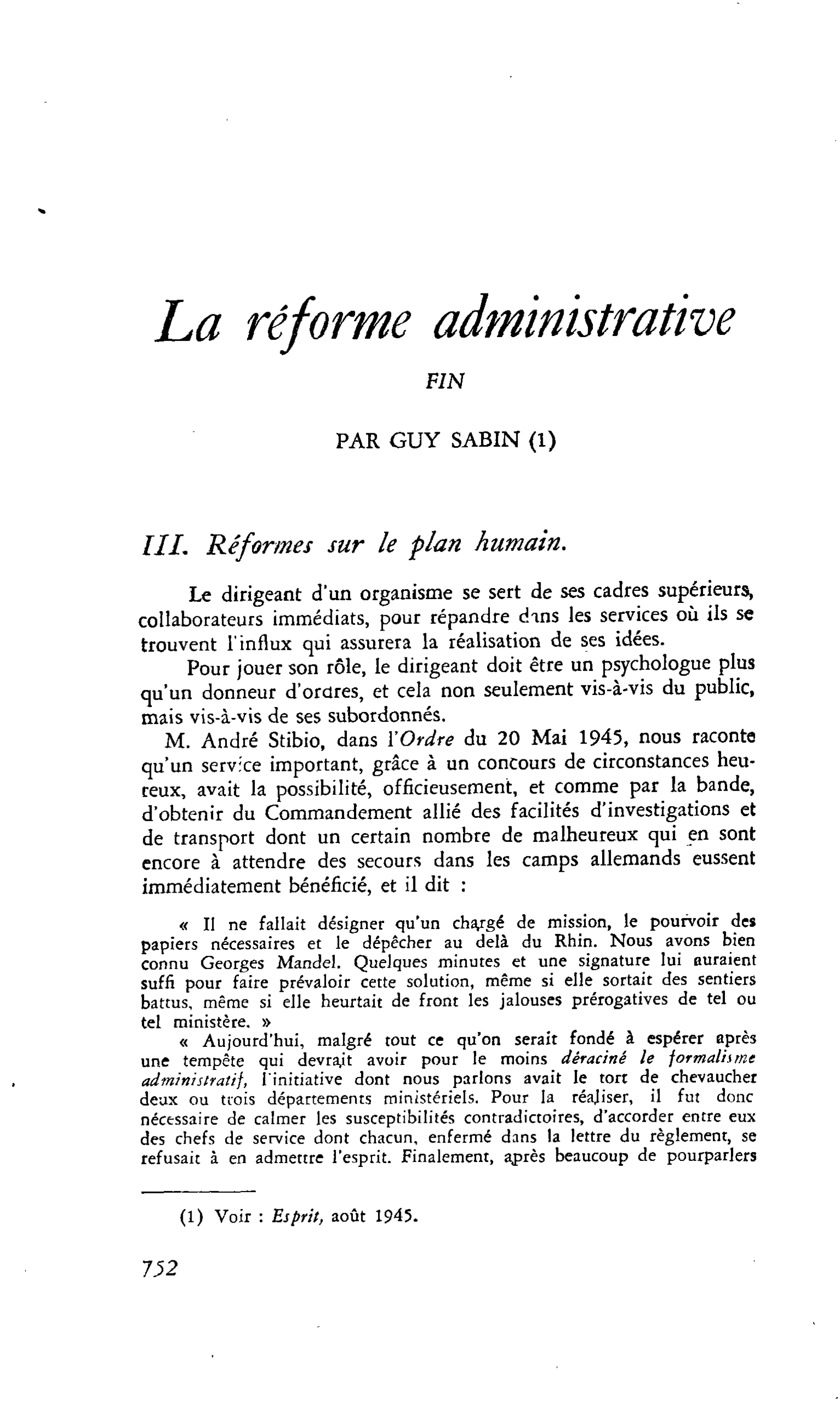 La réforme administrative (FIN)