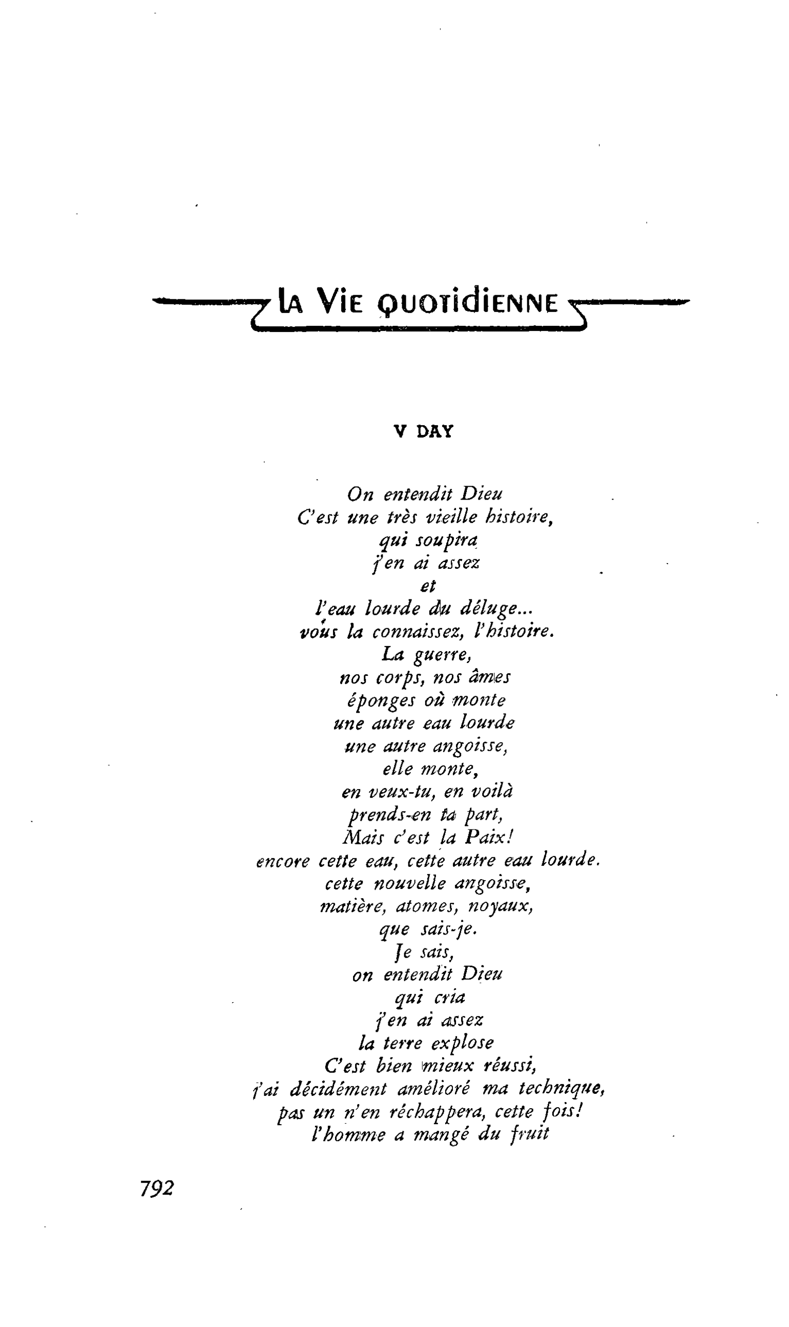 LA VIE QUOTIDIENNE : V DAY