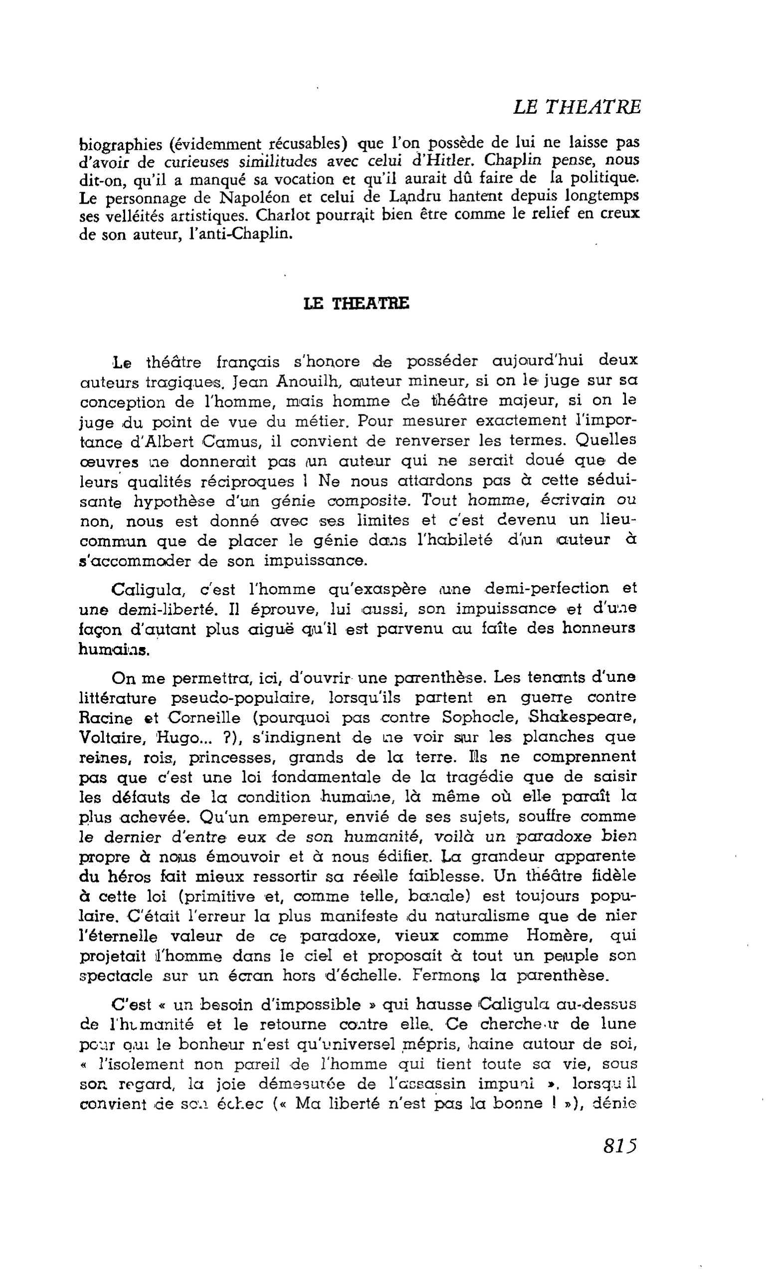 LES ARTS : LE THEATRE