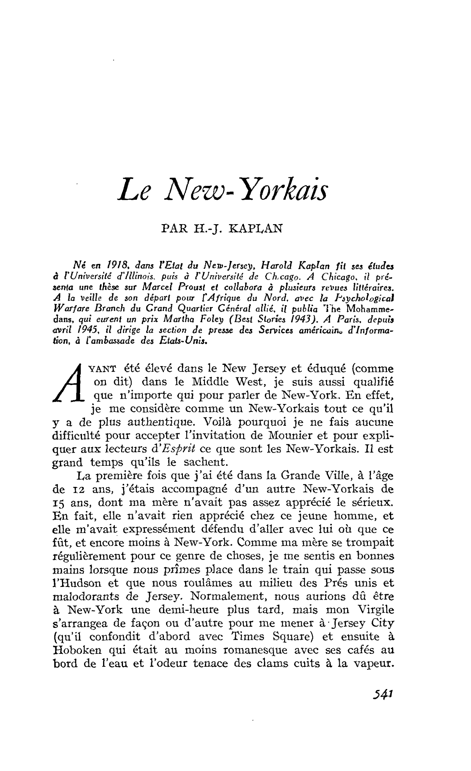 Le New-Yorkais