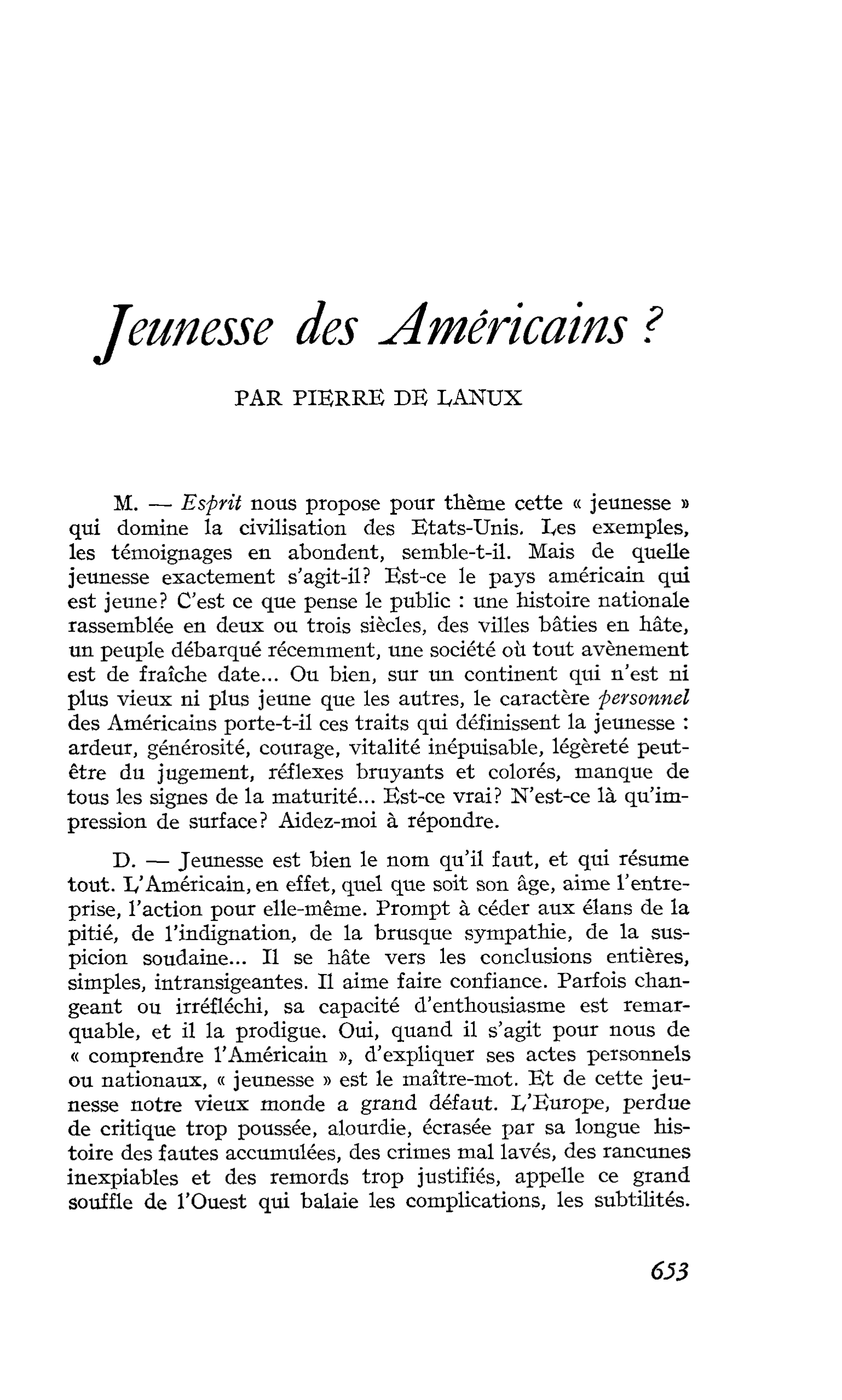Jeunesse des Américains ?