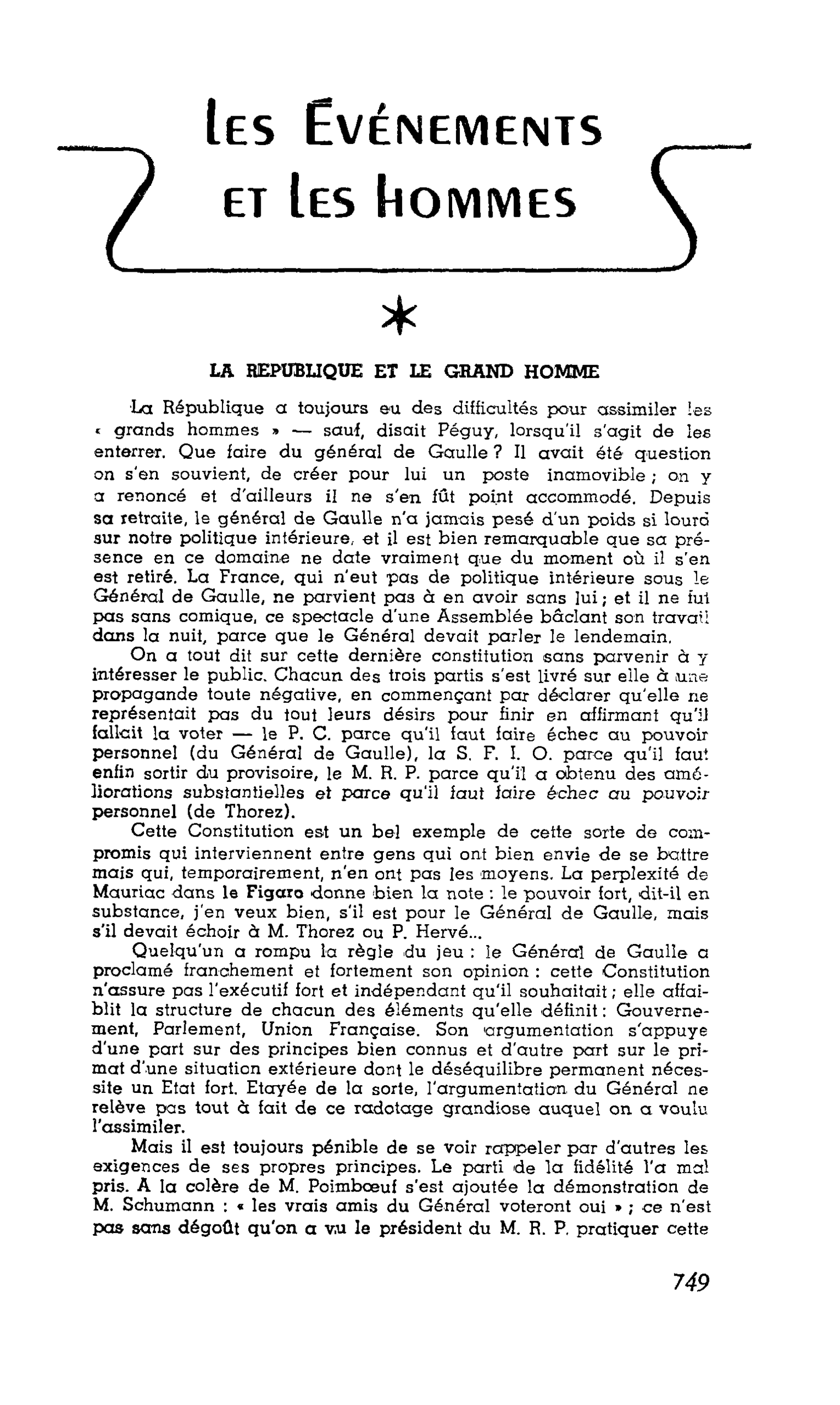 LA REPUBLIQUE ET LE GRAND HOMME
