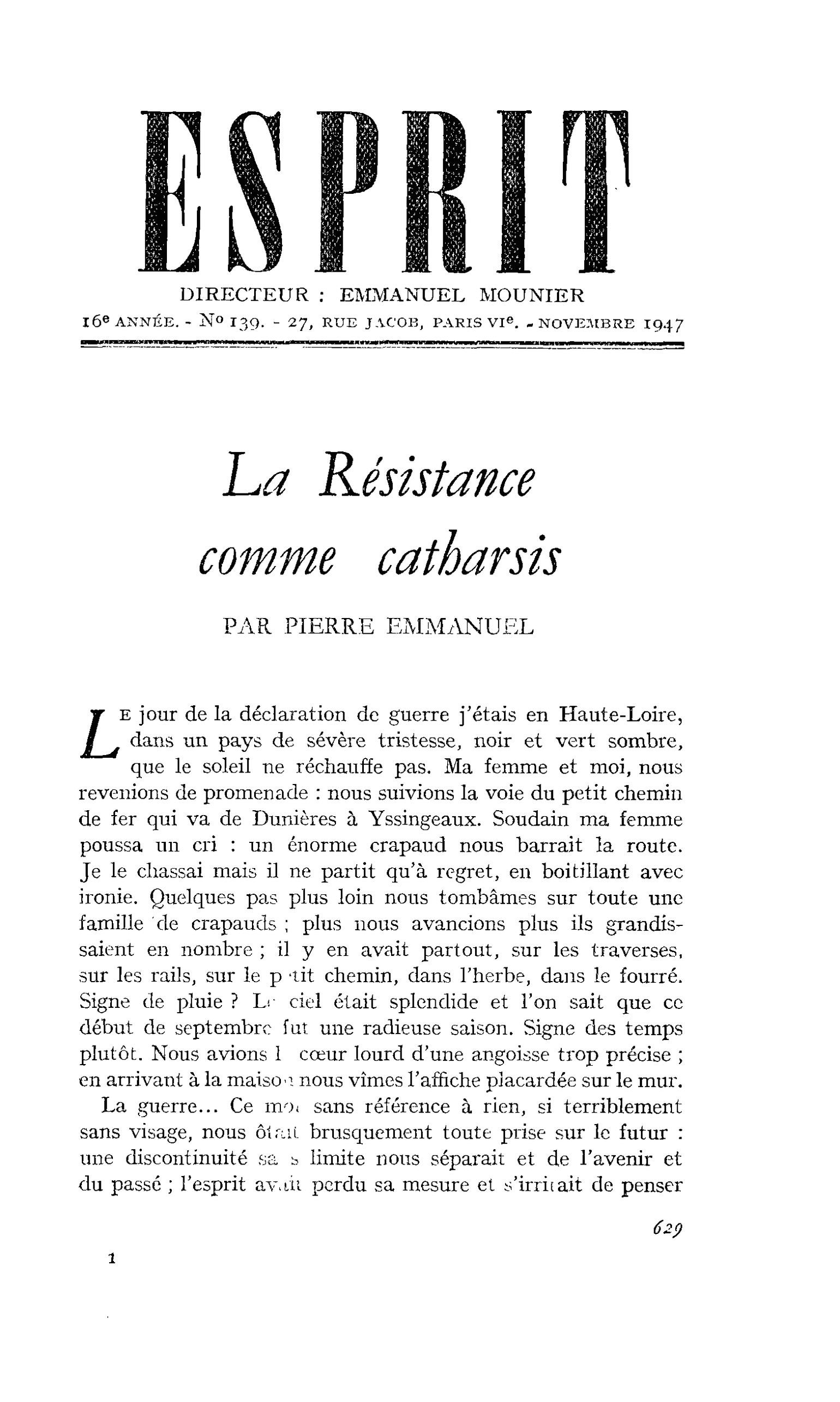 La Résistance comme catharsis