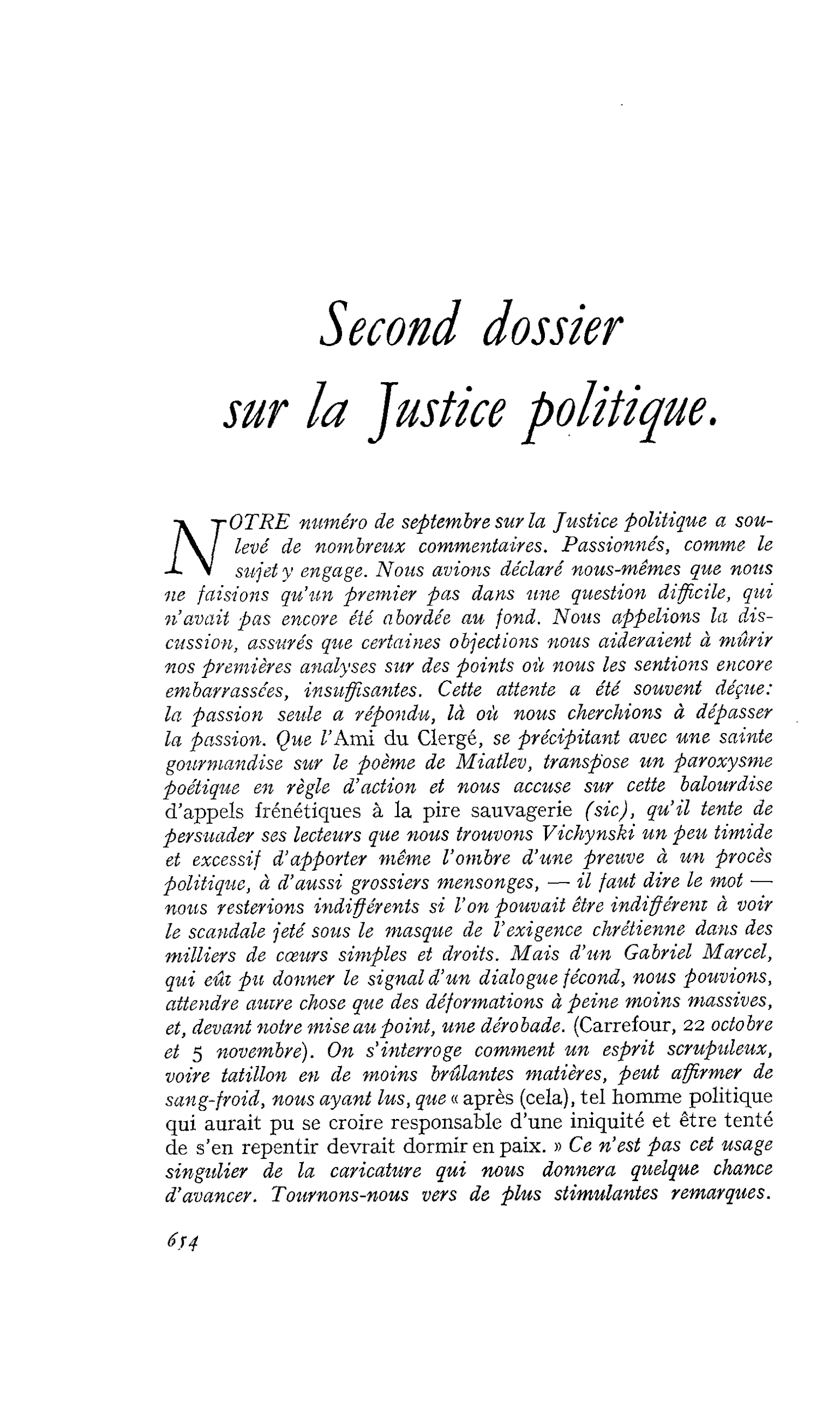 Second dossier sur la Justice politique