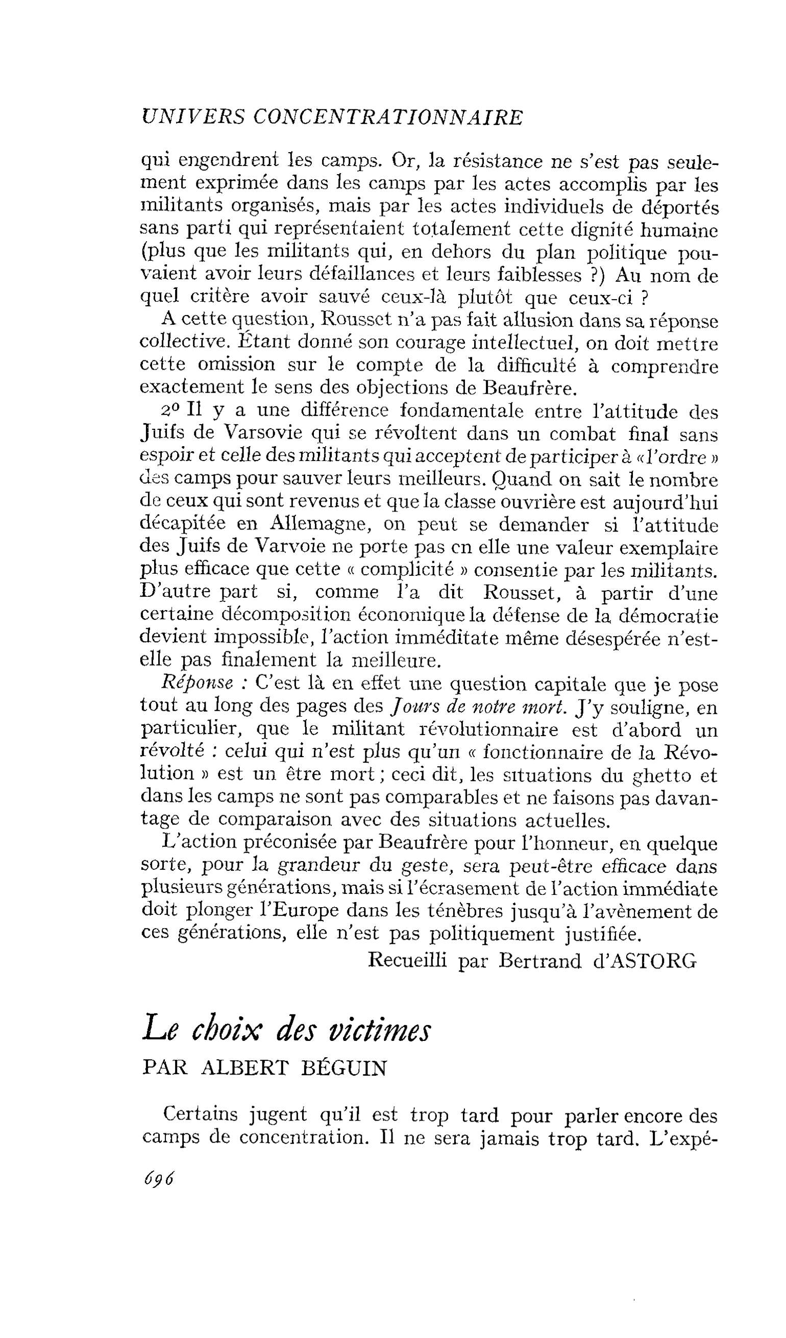 Peut-on collaborer à l’univers concentrationnaire ? : Le choix des victimes