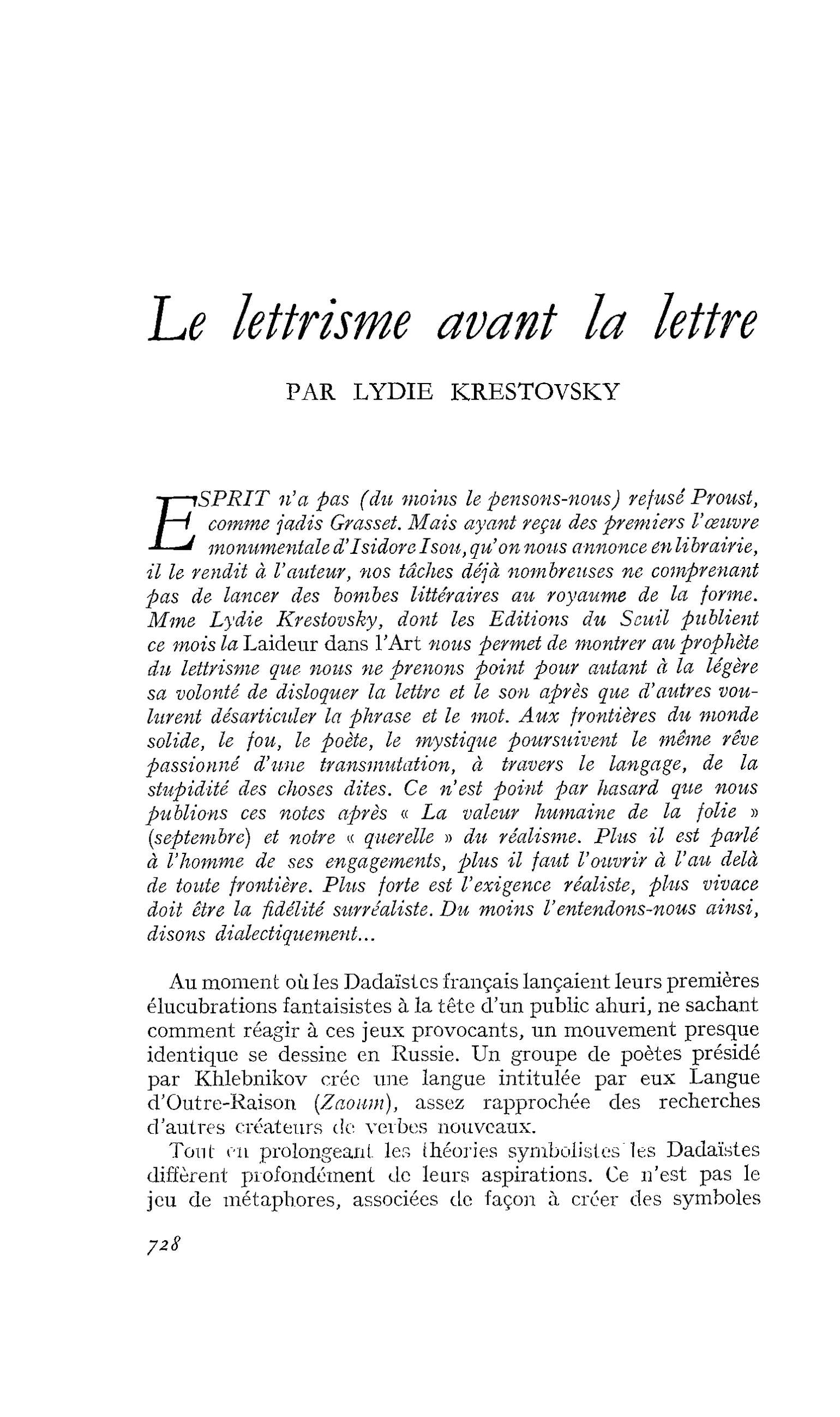Le lettrisme avant la lettre