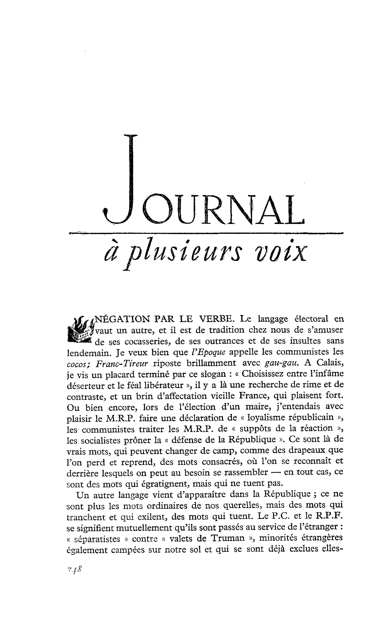 NÉGATION PAR LE VERBE
