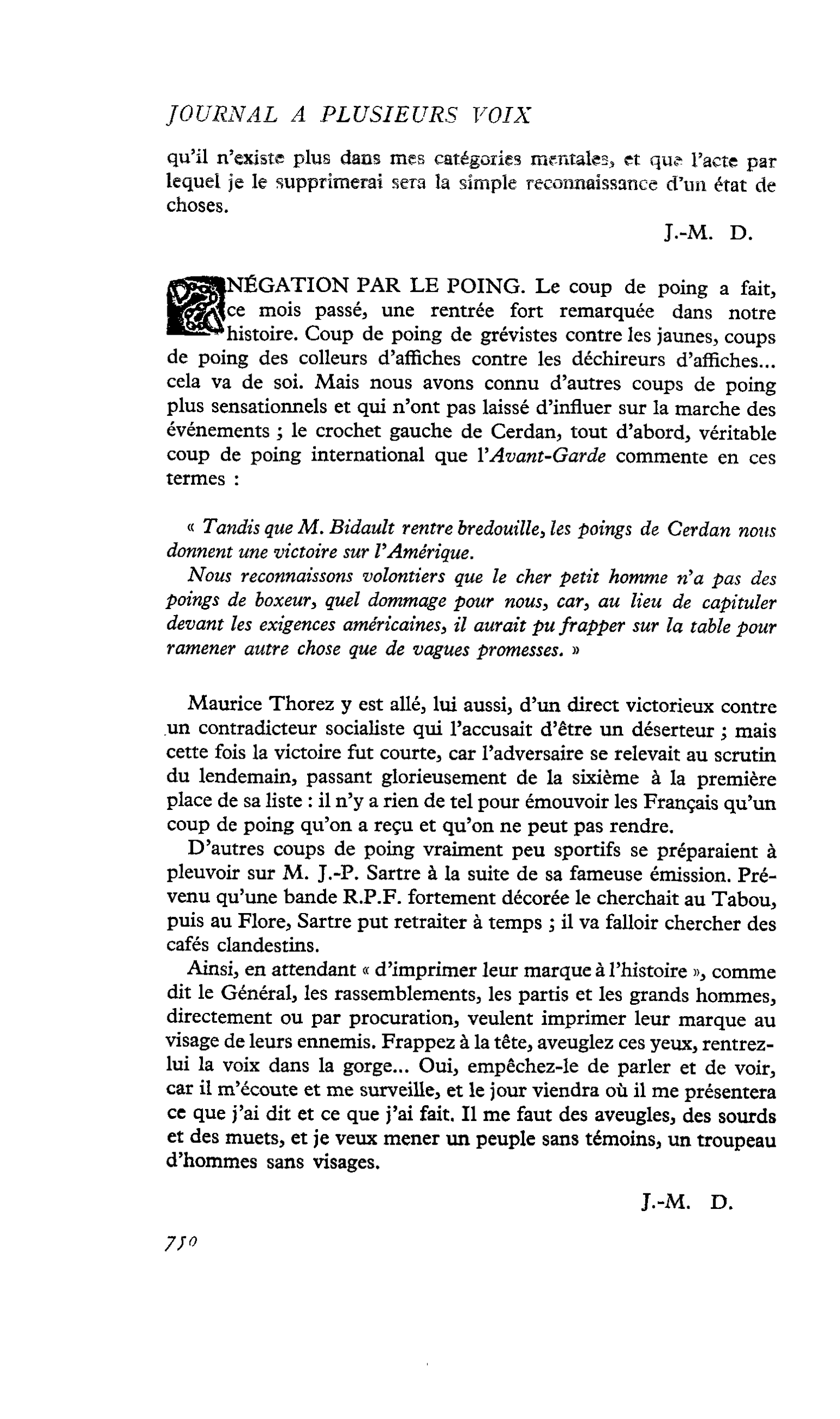 NÉGATION PAR LE POING