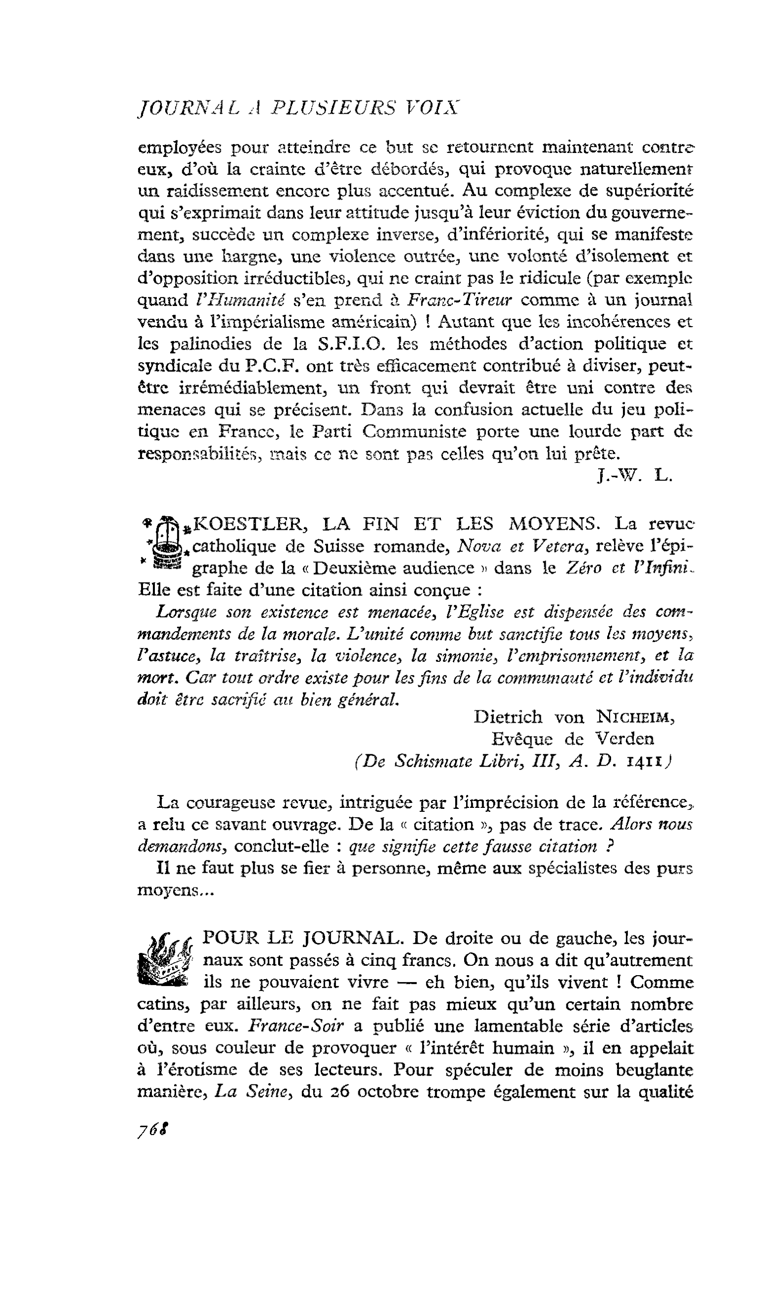 KOESTLER, LA FIN ET LES MOYENS