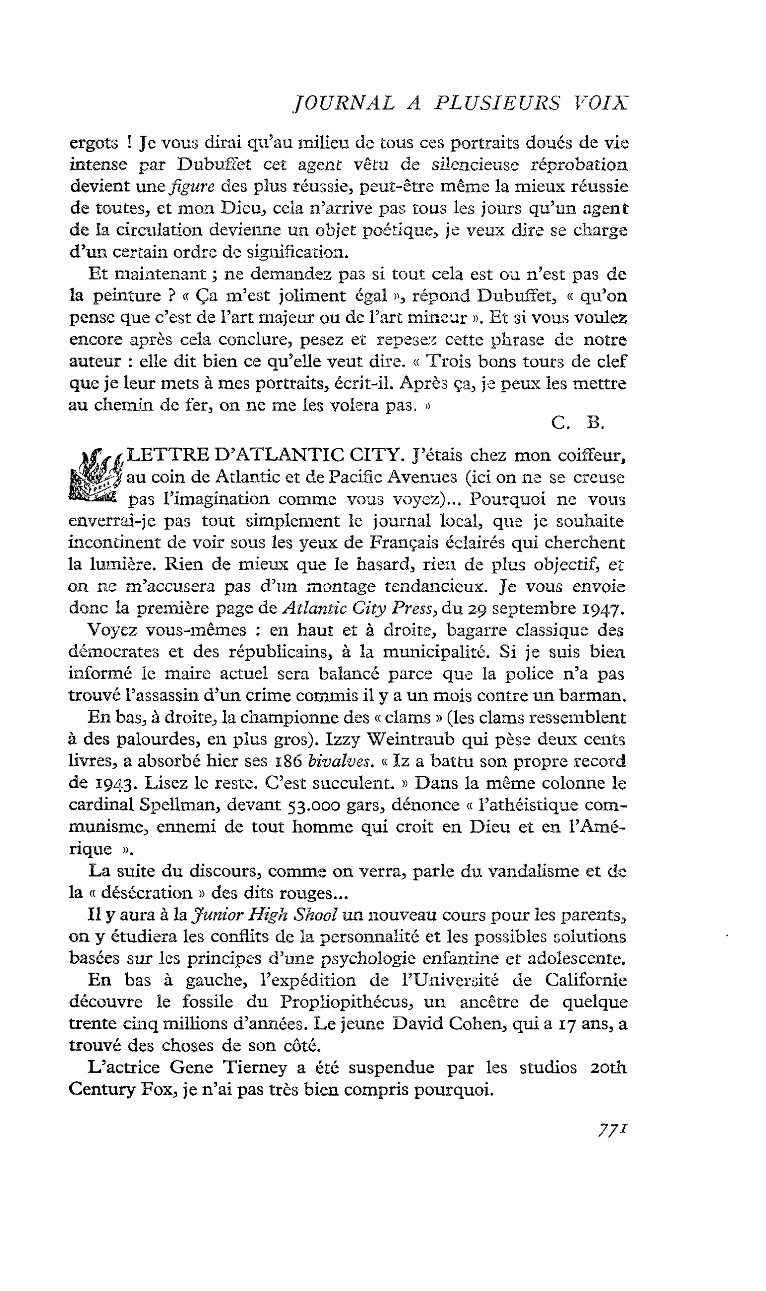 LETTRE D’ATLANTIC CITY