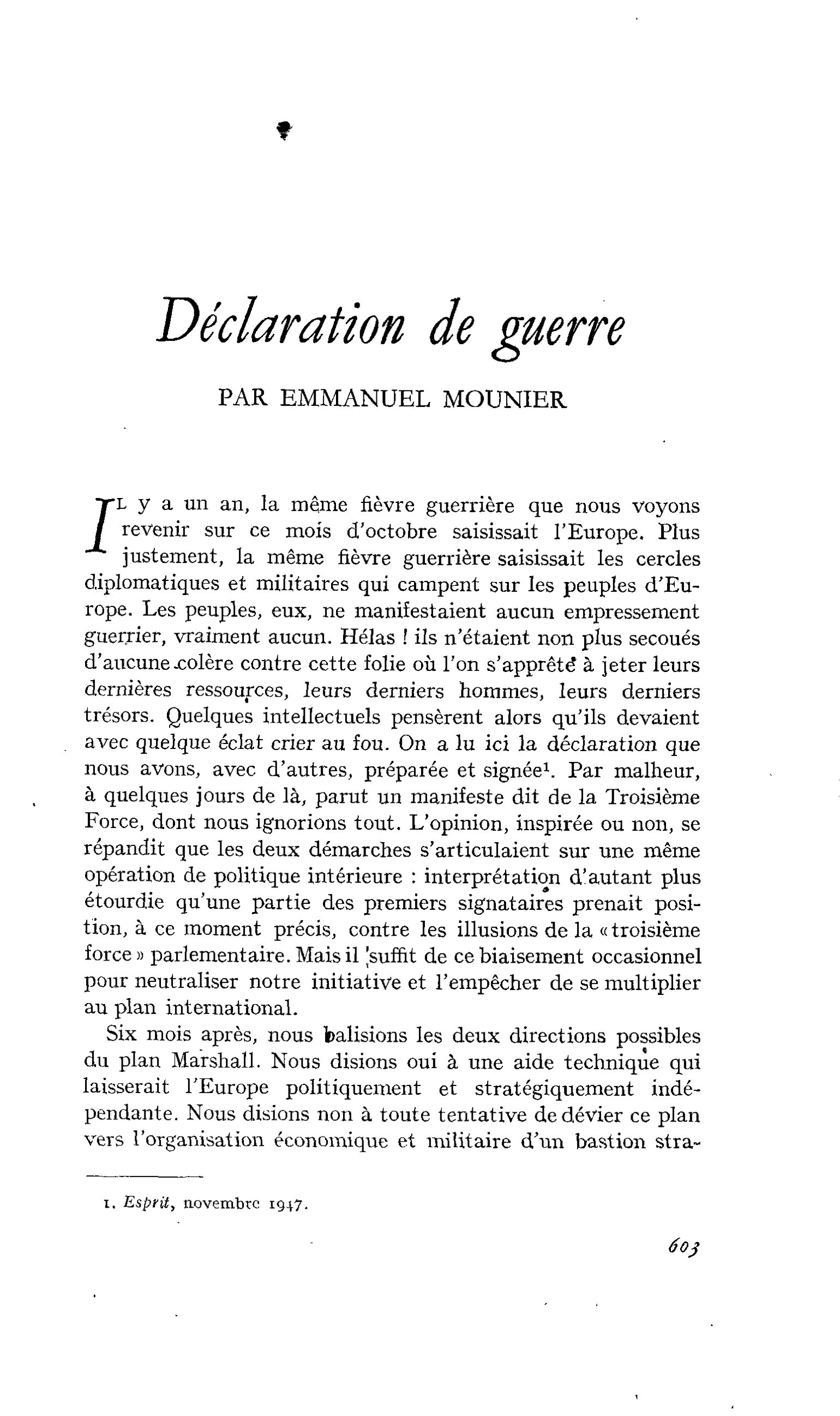 Déclaration de guerre