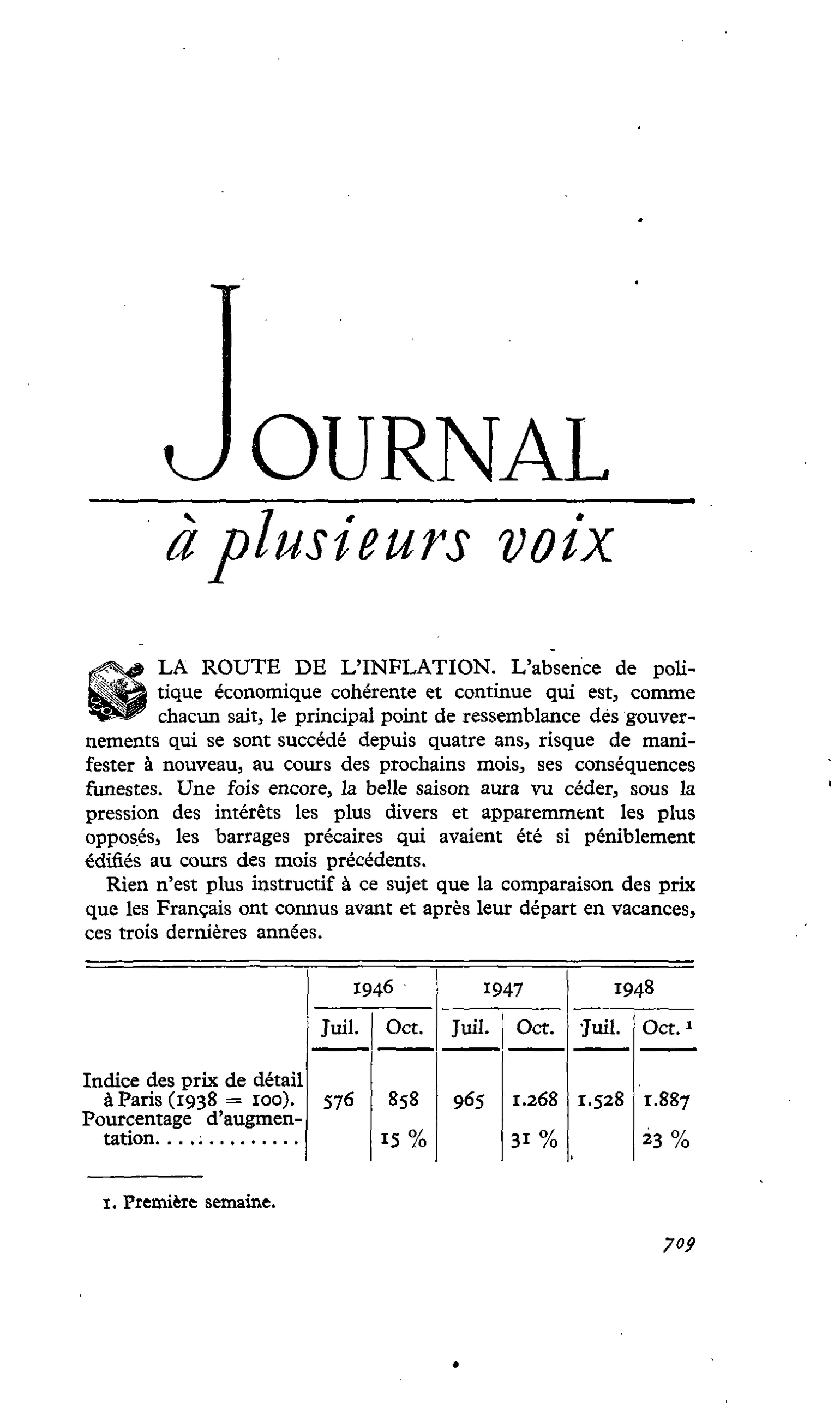 LA ROUTE DE L’INFLATION