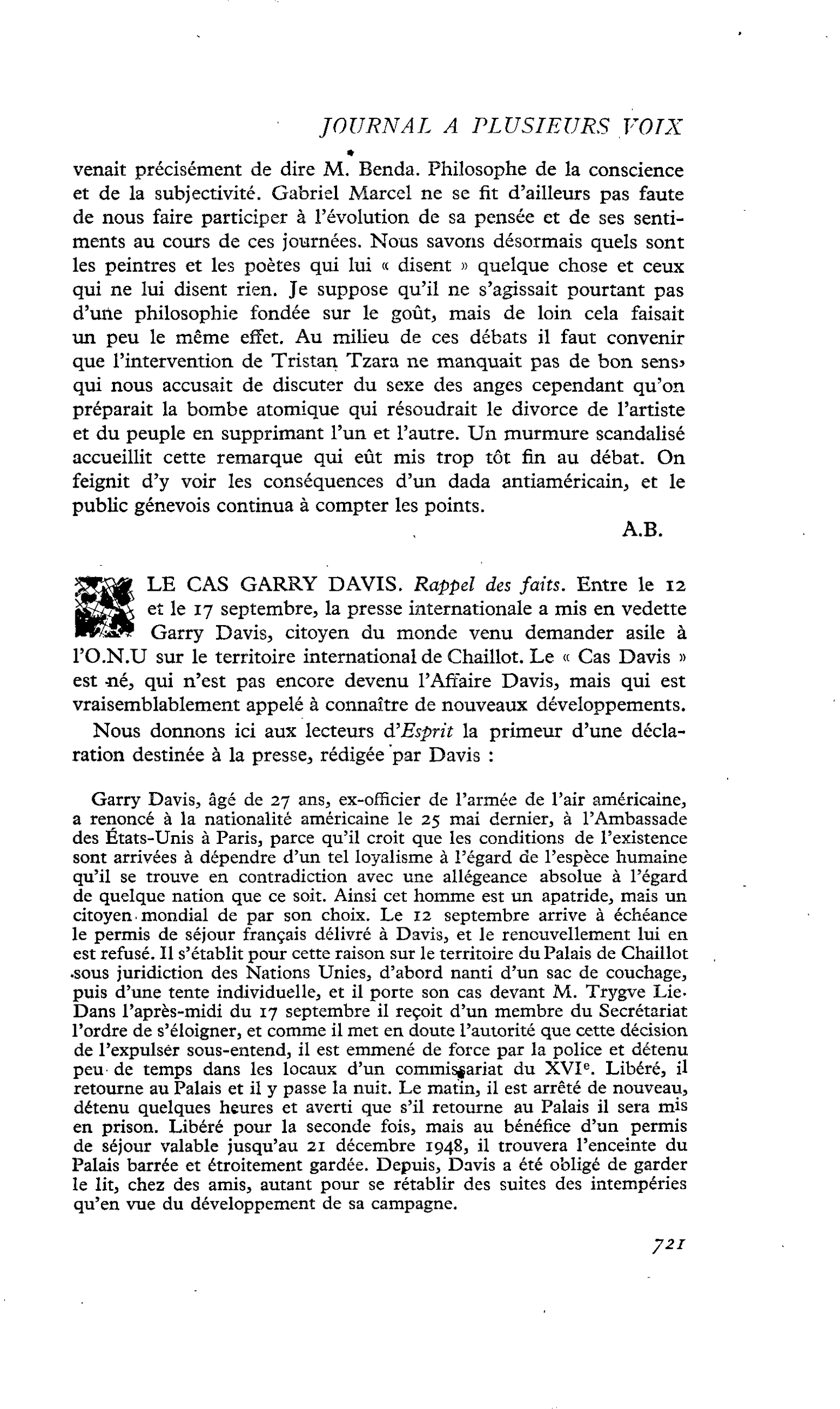 LE CAS GARRY DAVIS