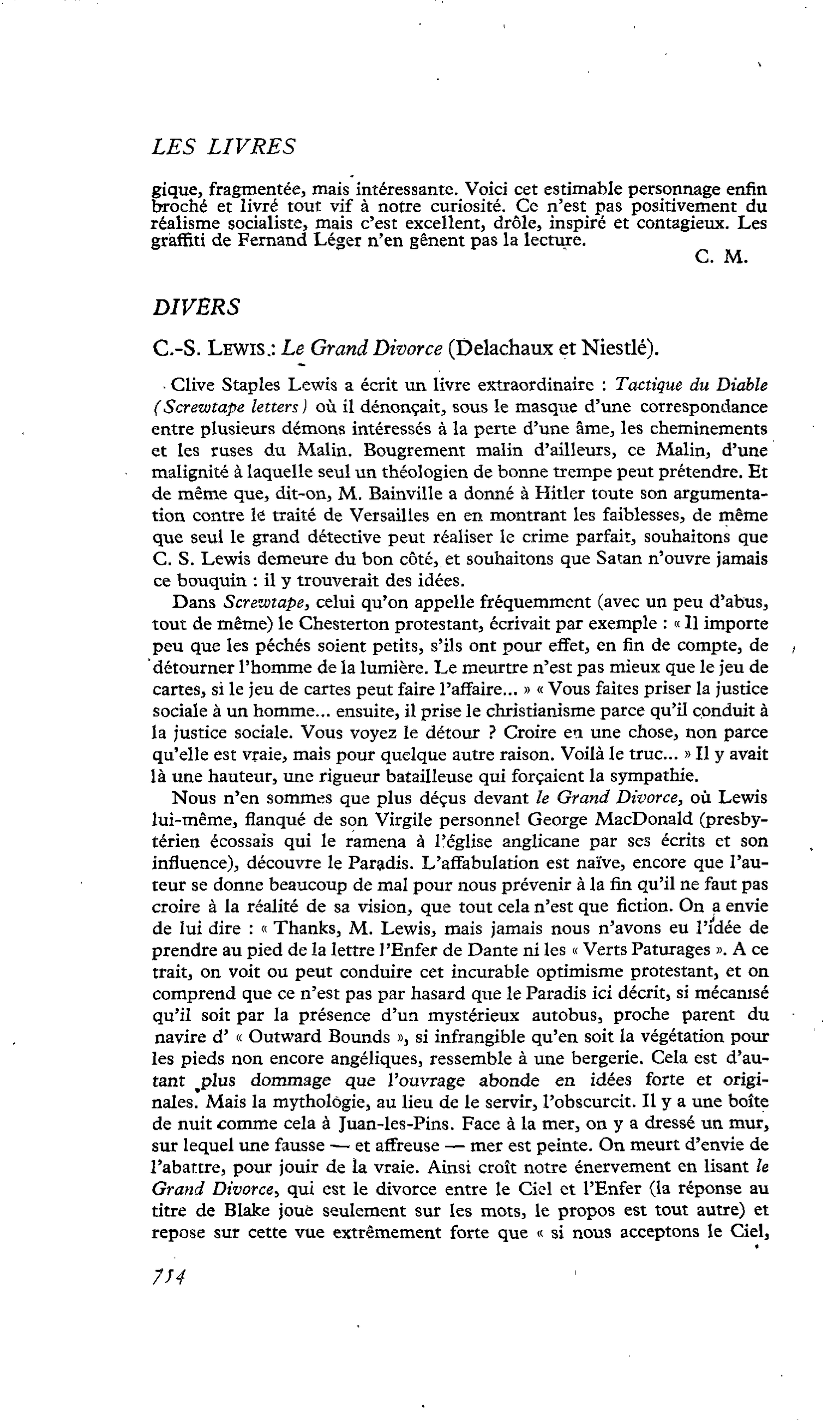 C.-S. LewiS : Le Grand Divorce